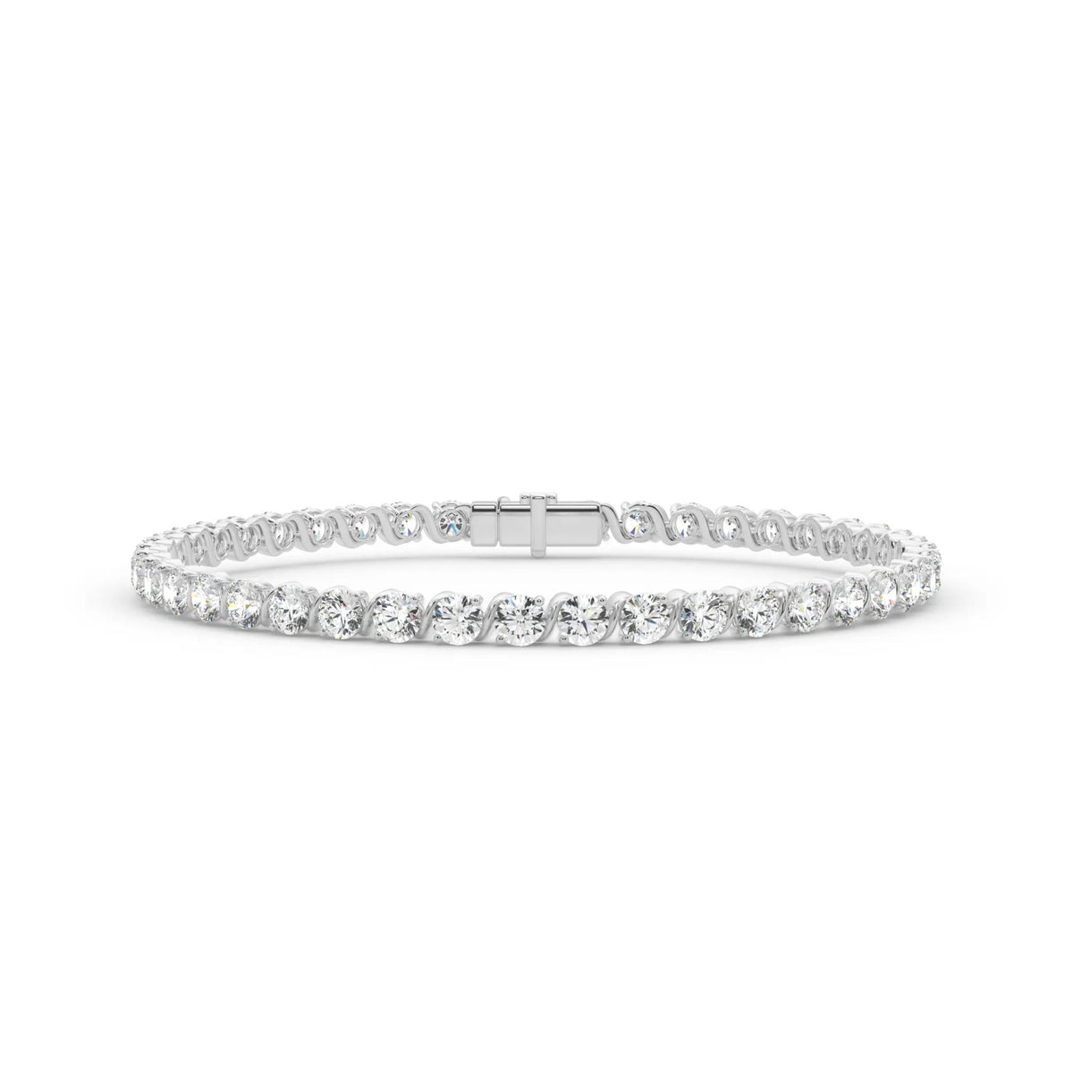 5 CT. Tw. Lab Grown Diamond S-Link Bracelet 14K White Gold Size 4.00mm