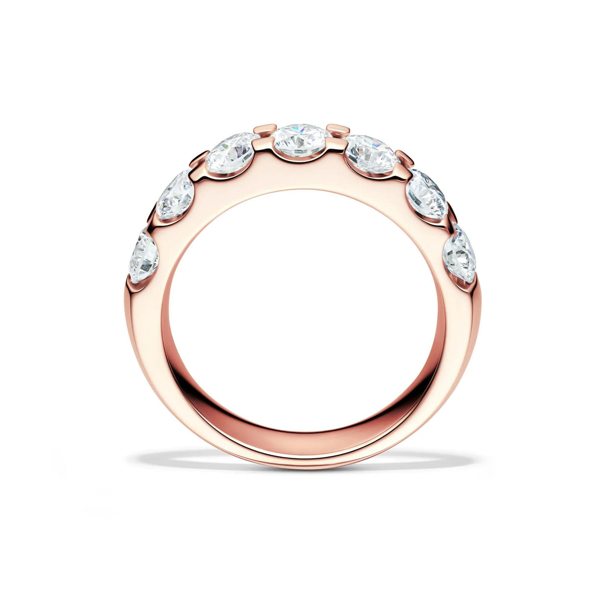 2 CT. Tw. Lab Grown Diamond Seven-Stone Anniversary Band Ring 14K Rose Gold Round Brilliant Cut Size 8 4.5mm