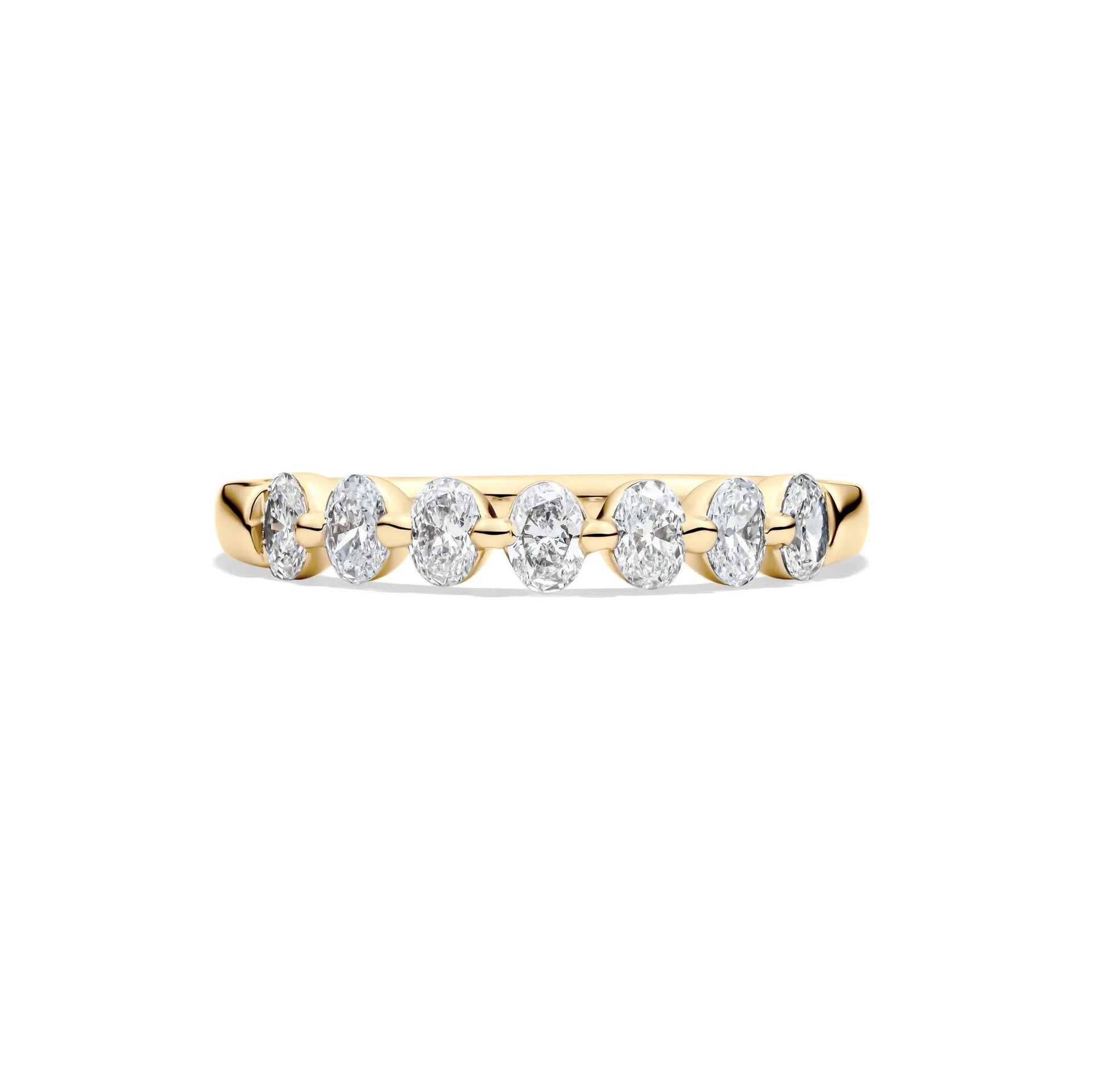 1/2 CT. Tw. Lab Grown Diamond Seven-Stone Shared-Prong Band Ring 14K Yellow Gold Size 7.5