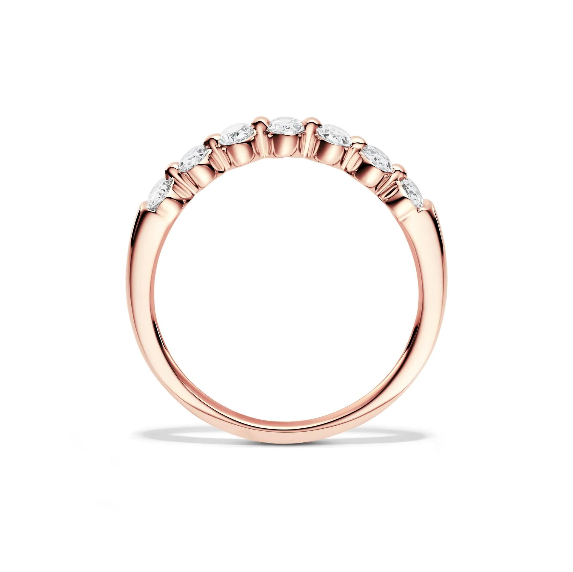 1/2 CT. Tw. Lab Grown Diamond Seven-Stone Shared-Prong Band Ring 14K Rose Gold Size 6.5