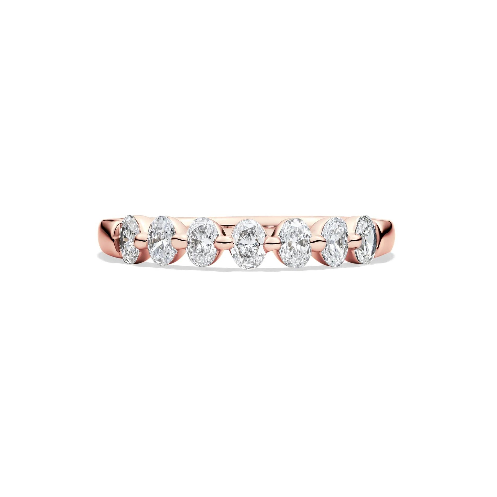 1/2 CT. Tw. Lab Grown Diamond Seven-Stone Shared-Prong Band Ring 14K Rose Gold Size 6.5