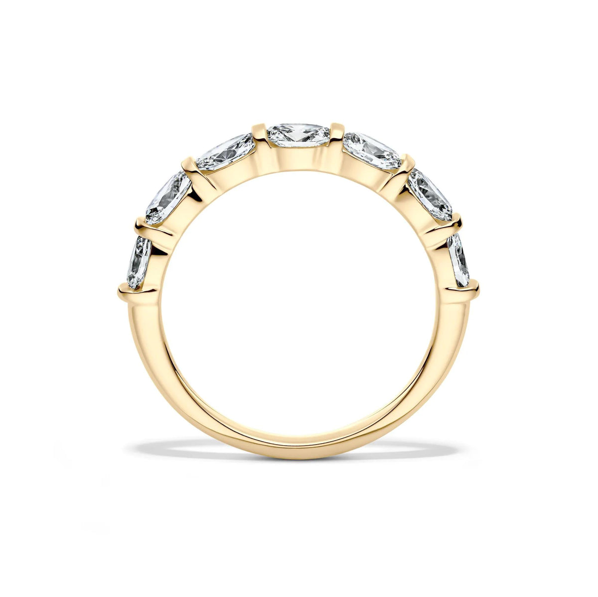 1 CT. Tw. Lab Grown Diamond Seven-Stone Wedding Band Ring 14K Yellow Gold Size 8.5 2mm