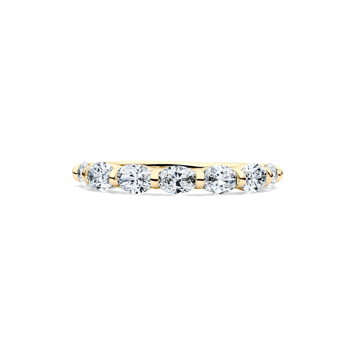 1 CT. Tw. Lab Grown Diamond Seven-Stone Wedding Band Ring 14K Yellow Gold Size 8.5 2mm