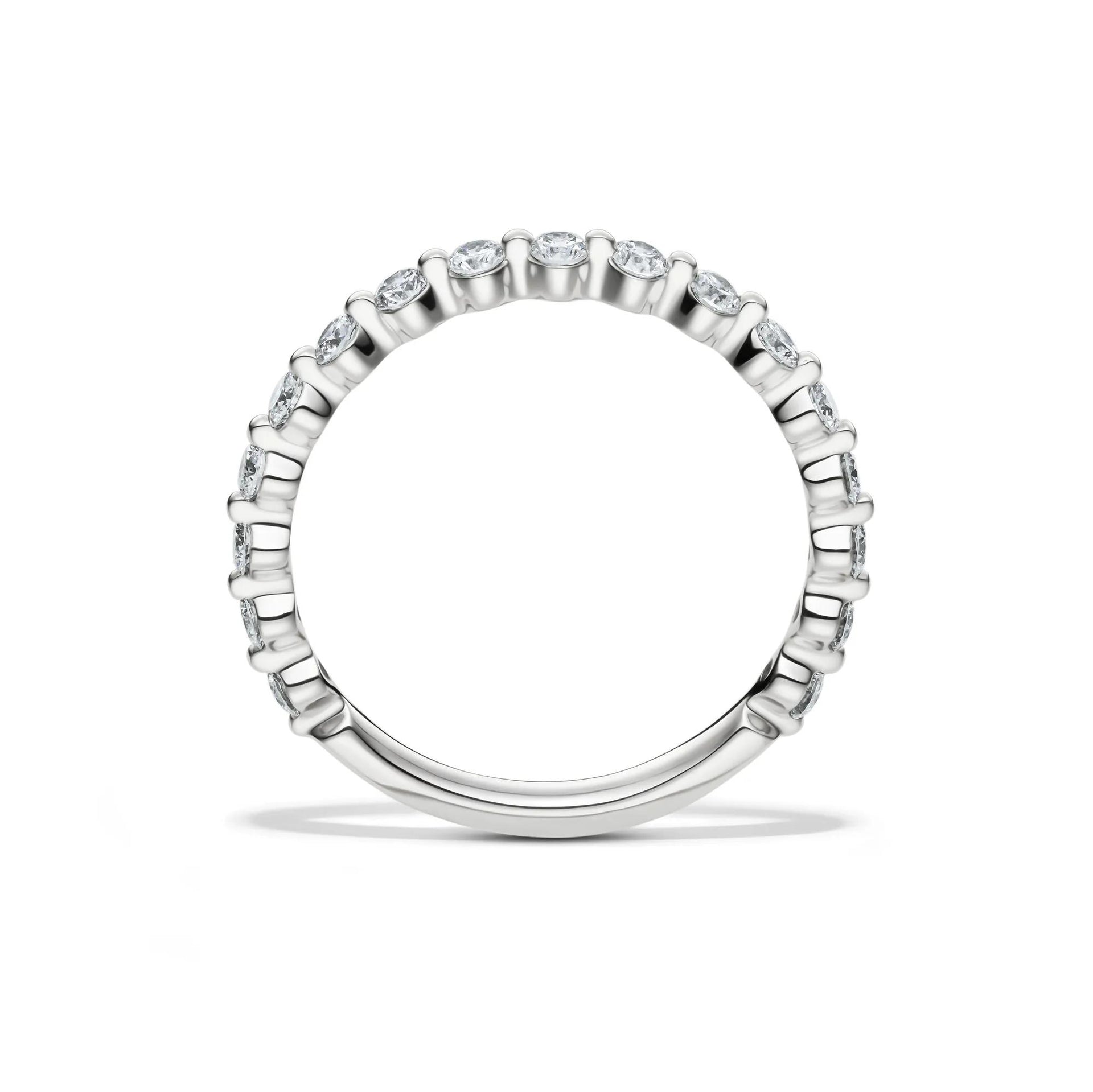 1/2 CT. Tw. Lab Grown Diamond Wedding Band Ring 14K White Gold Round Brilliant Cut Size 6.5 2mm