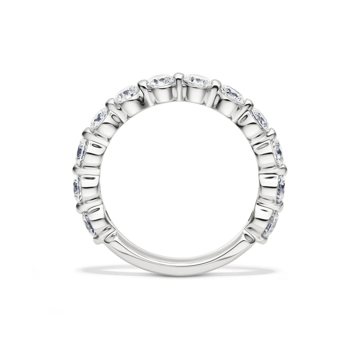 1/2 CT. Tw. Lab Grown Diamond Wedding Band Ring 14K White Gold Round Brilliant Cut Size 6.5 2mm
