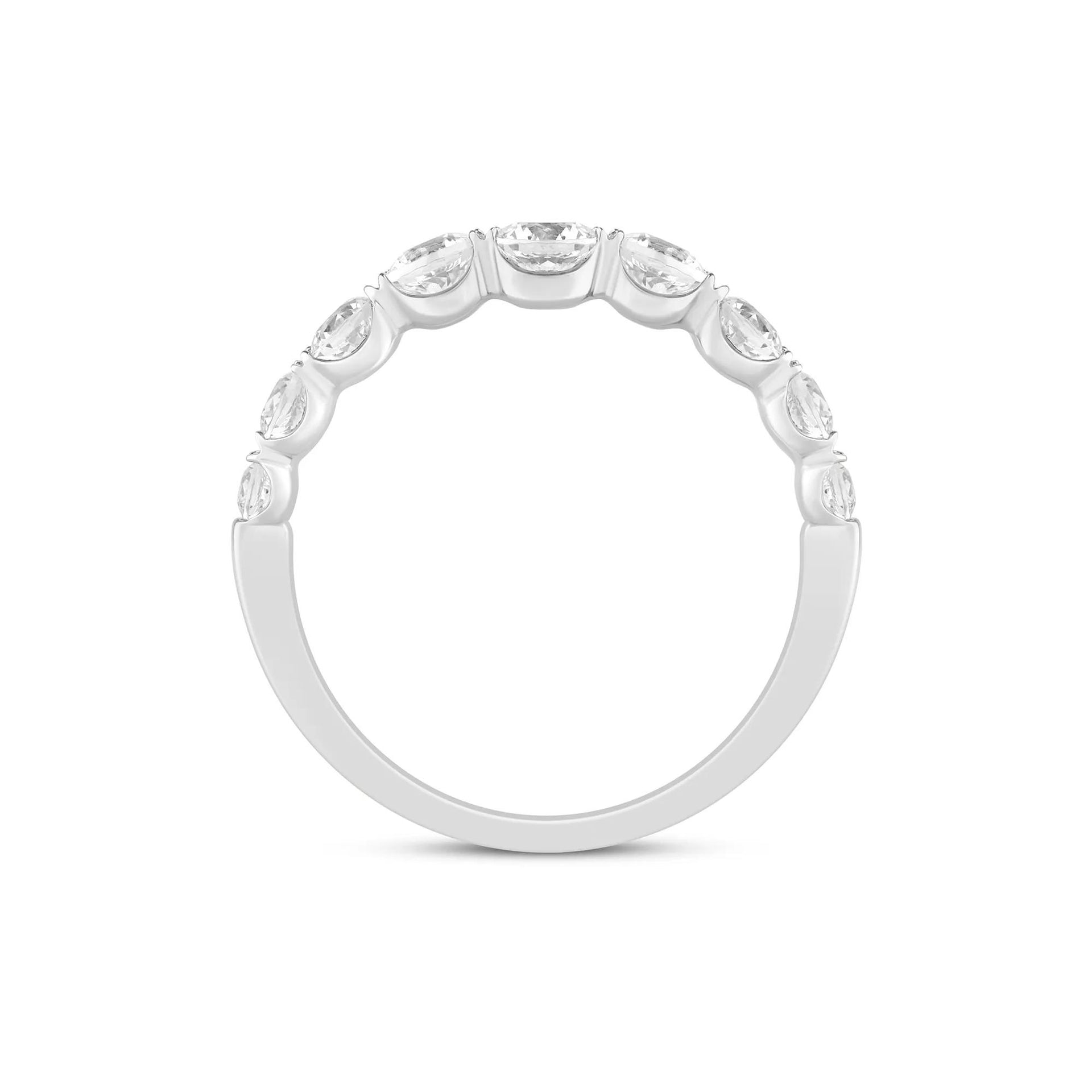 1 CT. Tw. Lab Grown Diamond Shared-Prong Band Ring 14K White Gold Round Brilliant Cut Size 8.5 1mm