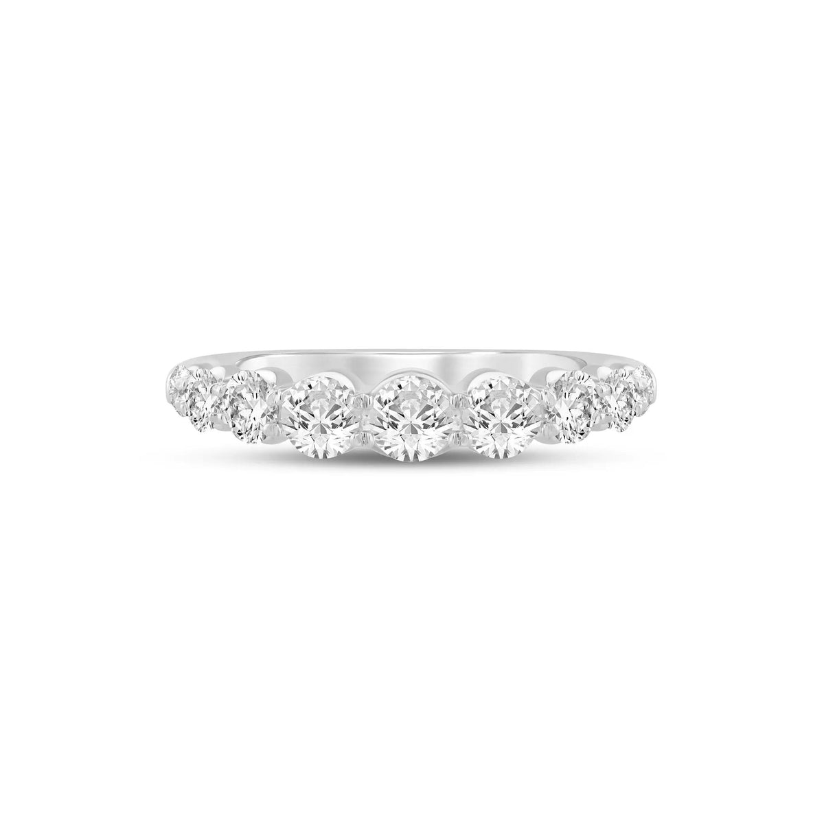 1 CT. Tw. Lab Grown Diamond Shared-Prong Band Ring 14K White Gold Round Brilliant Cut Size 8.5 1mm