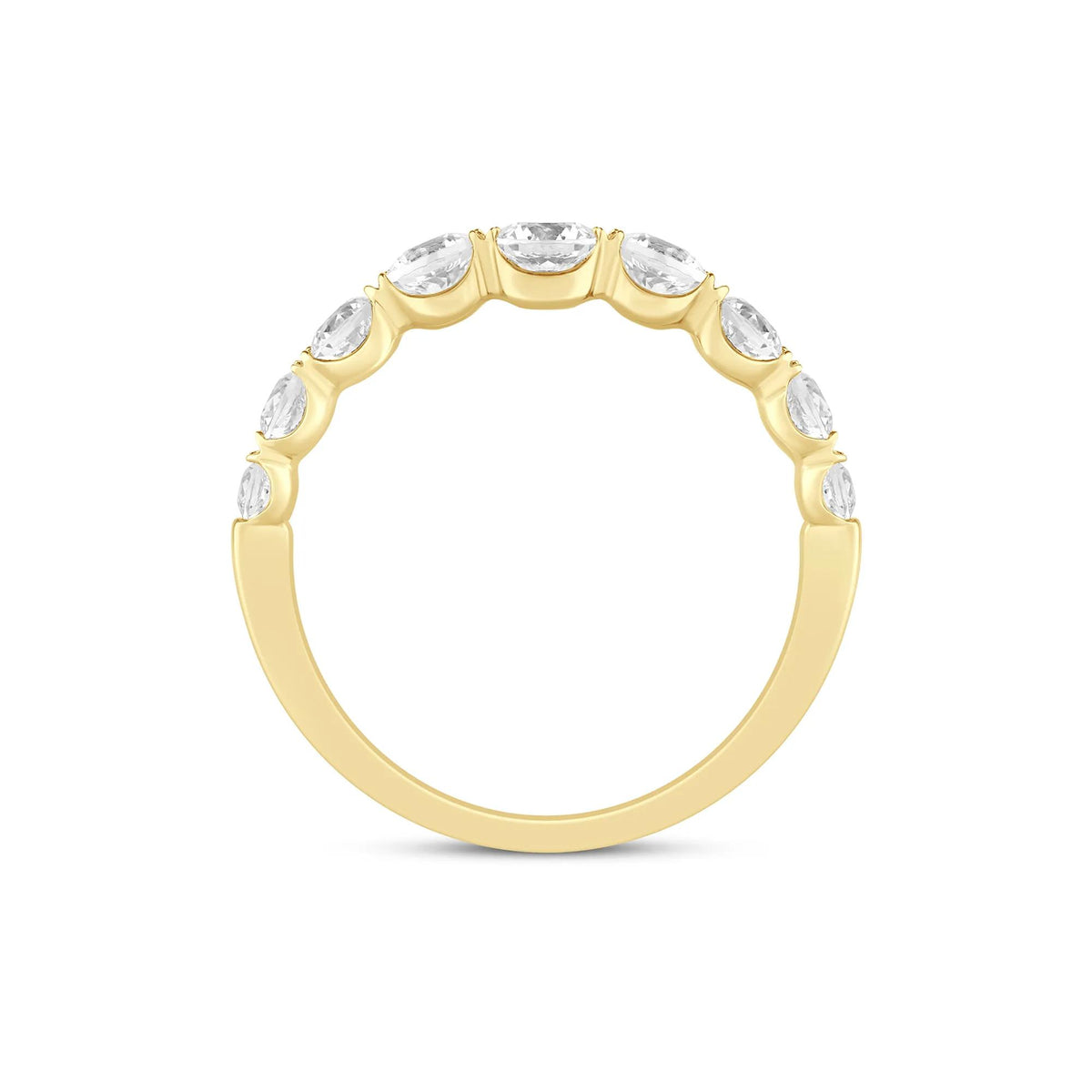 1 CT. Tw. Lab Grown Diamond Shared-Prong Band Ring 14K Yellow Gold Round Brilliant Cut Size 5 1mm