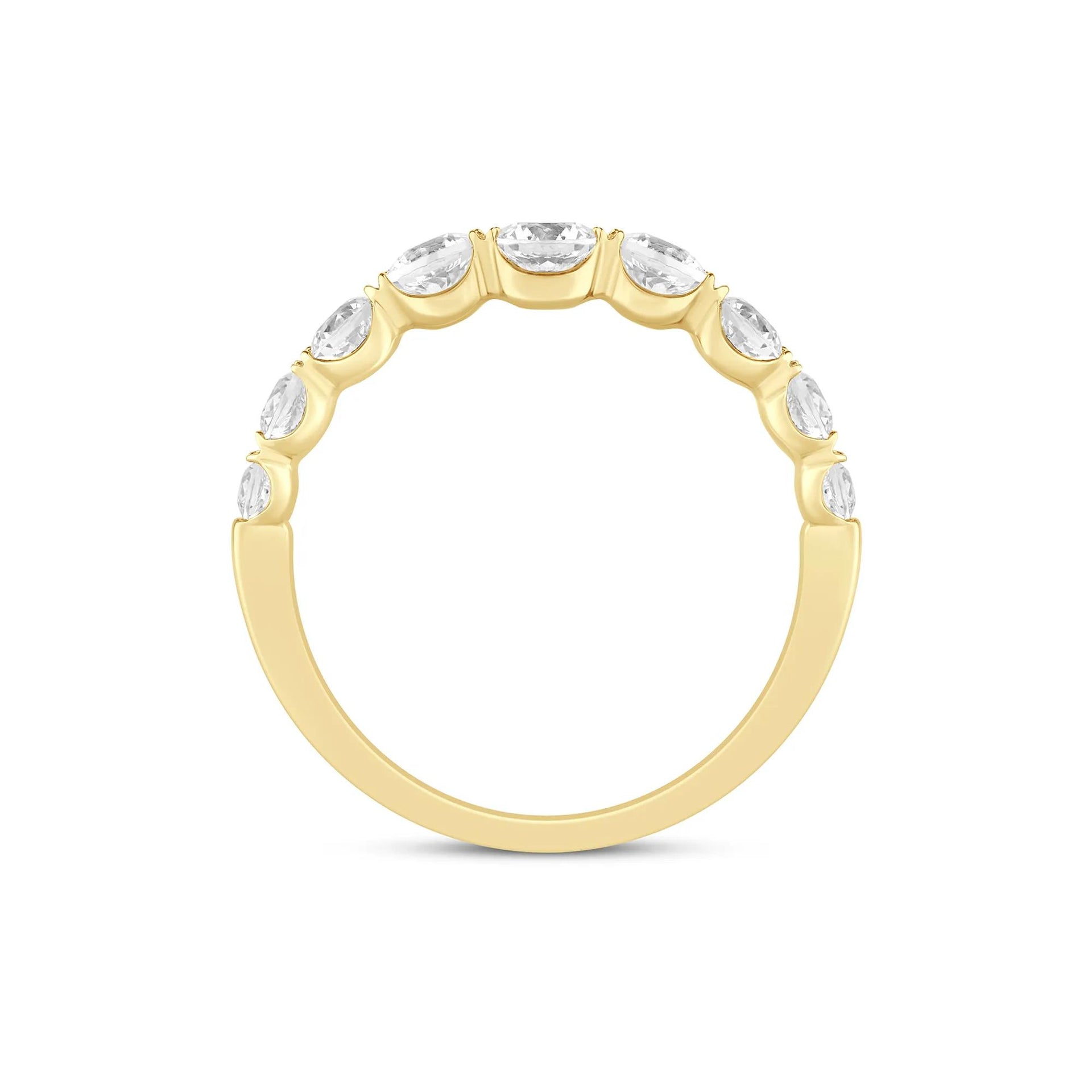 1 CT. Tw. Lab Grown Diamond Shared-Prong Band Ring 14K Yellow Gold Round Brilliant Cut Size 9 1mm