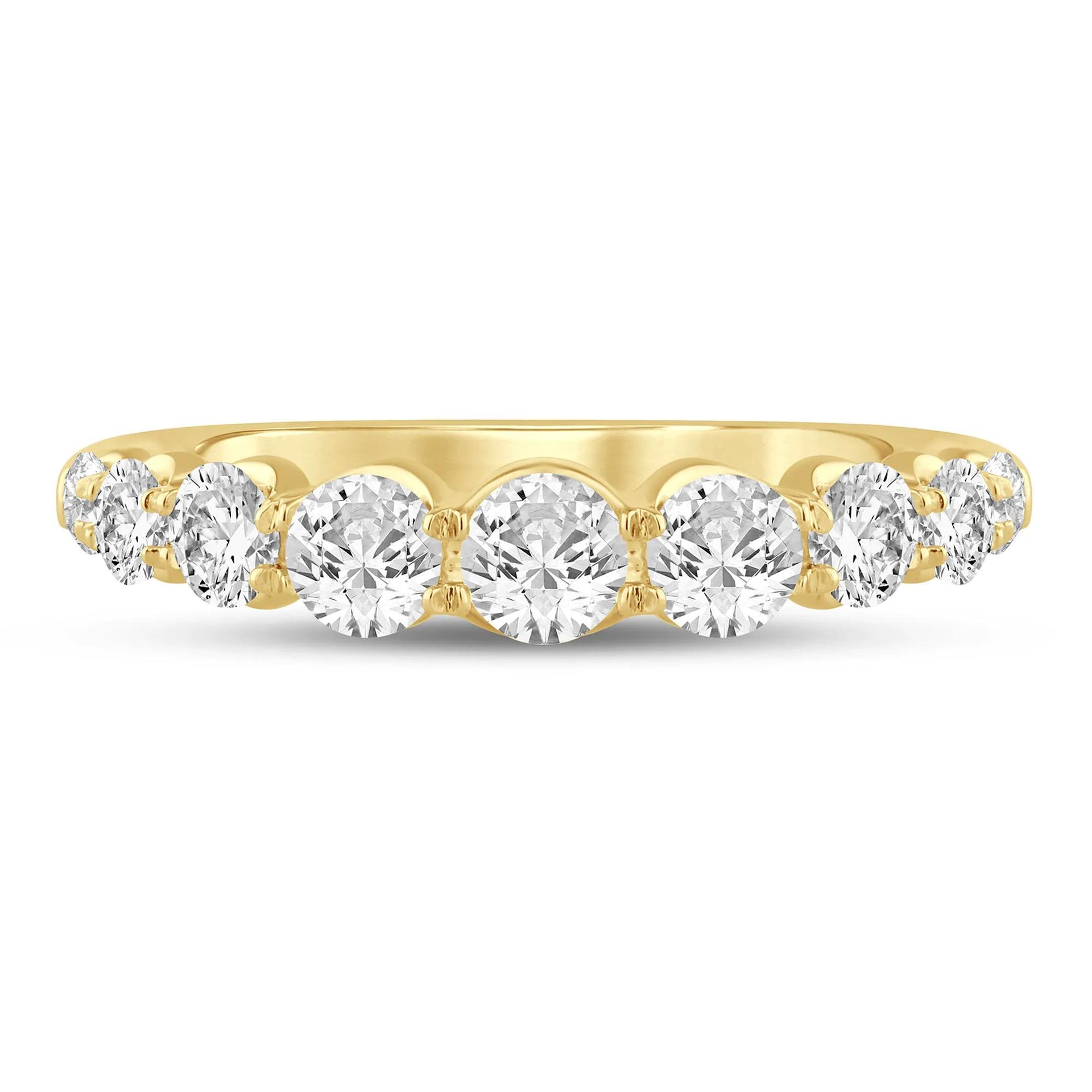 1 CT. Tw. Lab Grown Diamond Shared-Prong Band Ring 14K Yellow Gold Round Brilliant Cut Size 5 1mm