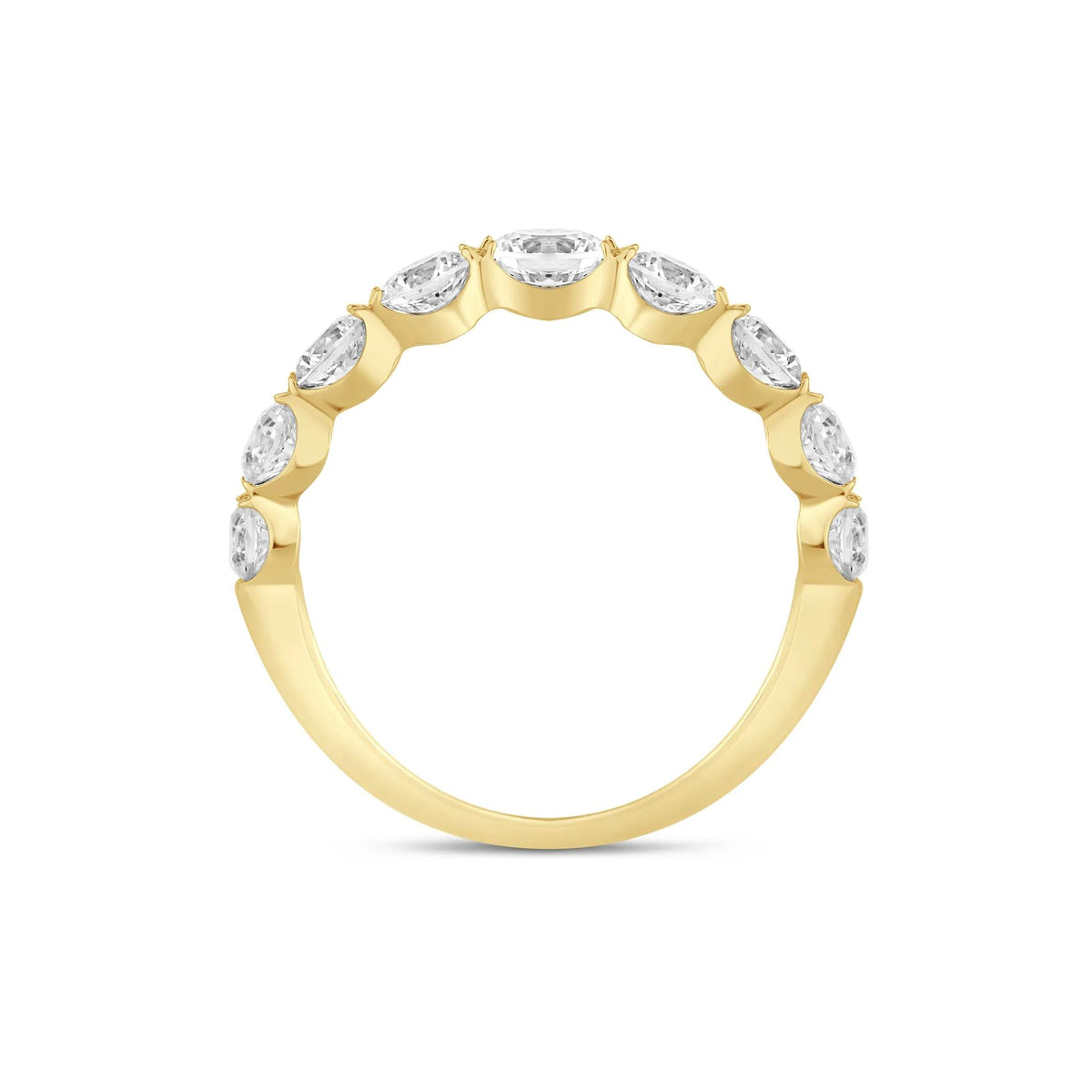 1/2 CT. Tw. Lab Grown Diamond Shared-Prong Band Ring 14K Yellow Gold Round Brilliant Cut Size 7 1mm