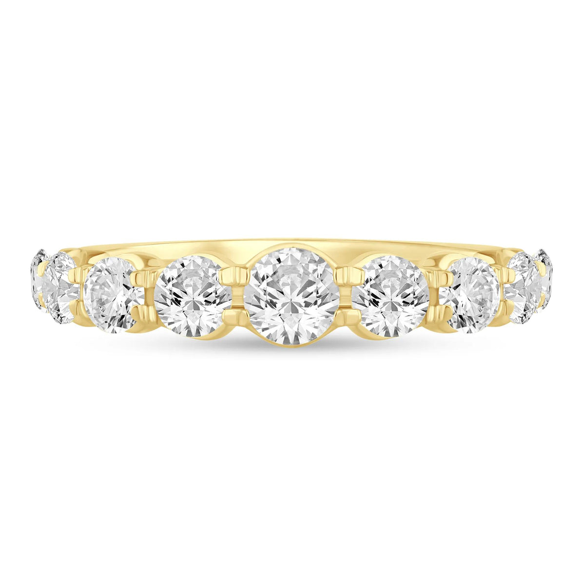 1/2 CT. Tw. Lab Grown Diamond Shared-Prong Band Ring 14K Yellow Gold Round Brilliant Cut Size 7 1mm