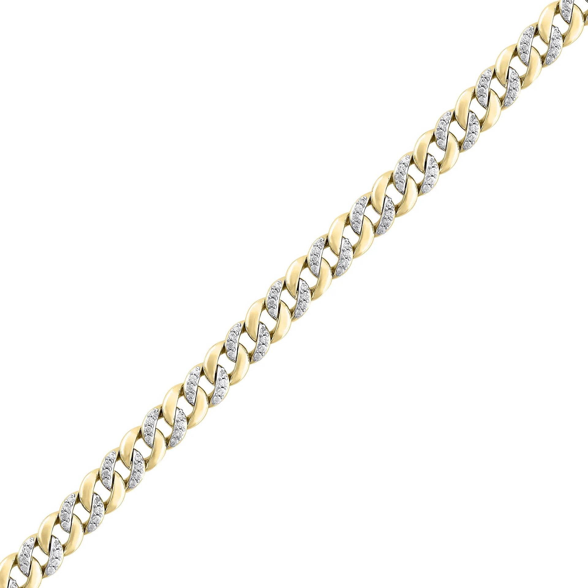 4 CT. Tw. Lab Grown Diamond Solid Cuban Chain Necklace Yellow Size 22"