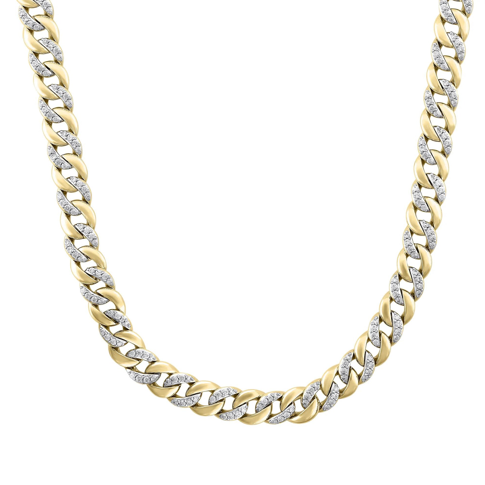 4 CT. Tw. Lab Grown Diamond Solid Cuban Chain Necklace Yellow Size 22"