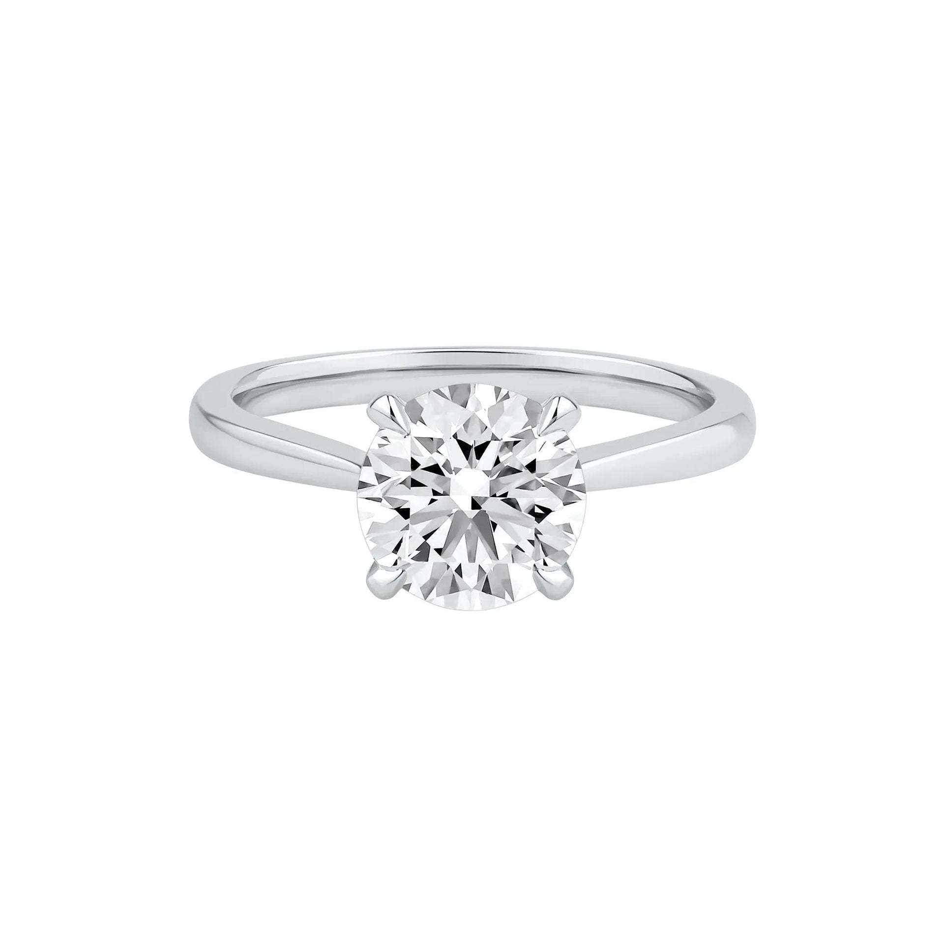 2 CT. Tw. Lab Grown Diamond Solitaire Engagement Ring Platinum Round Brilliant Cut White Size 4.5