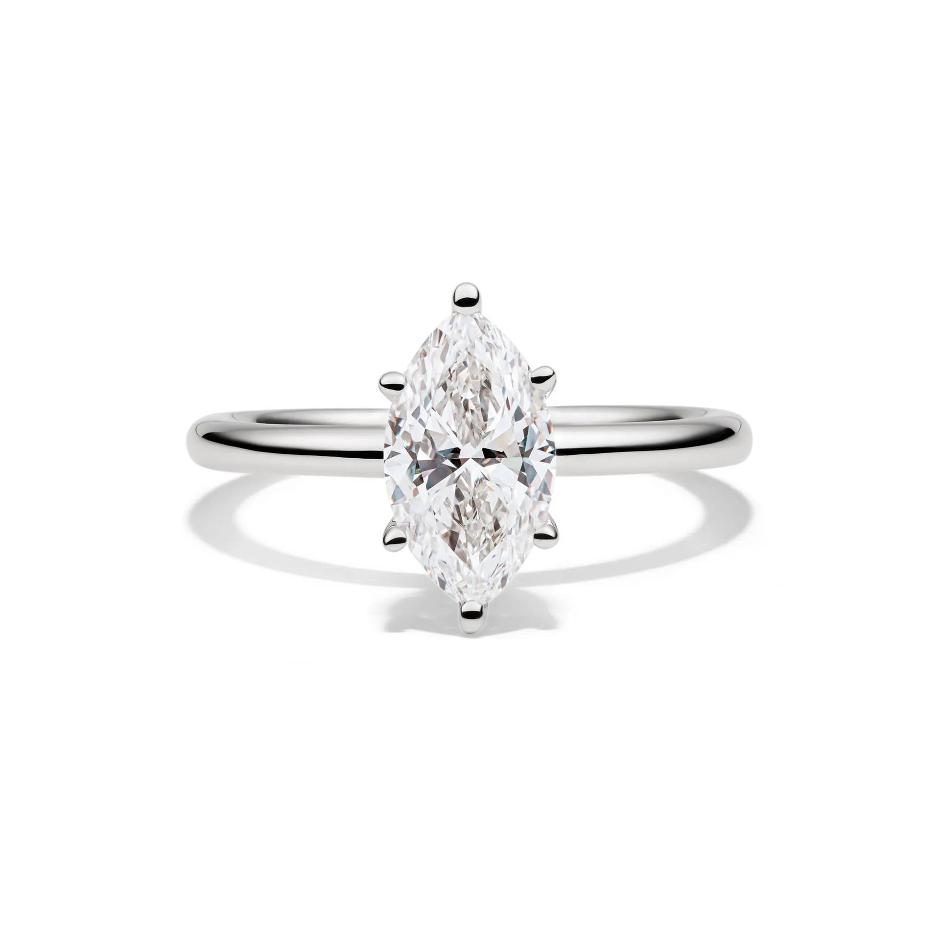 Lab Grown Diamond Solitaire Marquise Engagement Ring 14K White Gold (1/2 CT.) Size 6 2mm