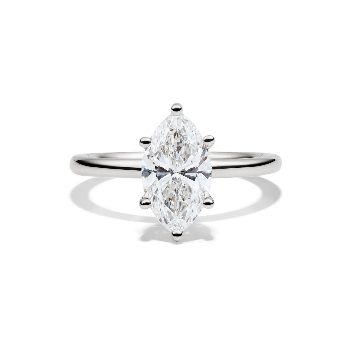 Lab Grown Diamond Solitaire Marquise Engagement Ring 14K White Gold (2 CT.) Size 9 2mm