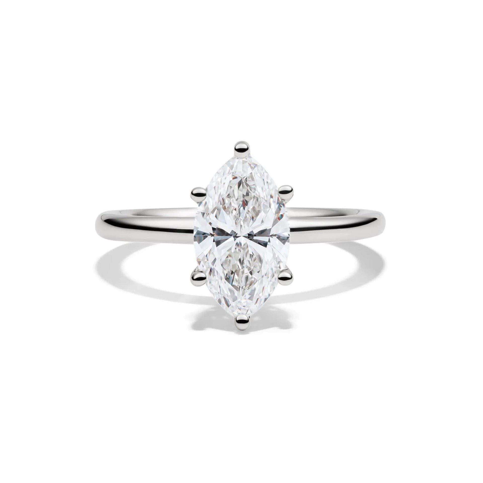 Lab Grown Diamond Solitaire Marquise Engagement Ring 14K White Gold (2 CT.) Size 4.5 2mm