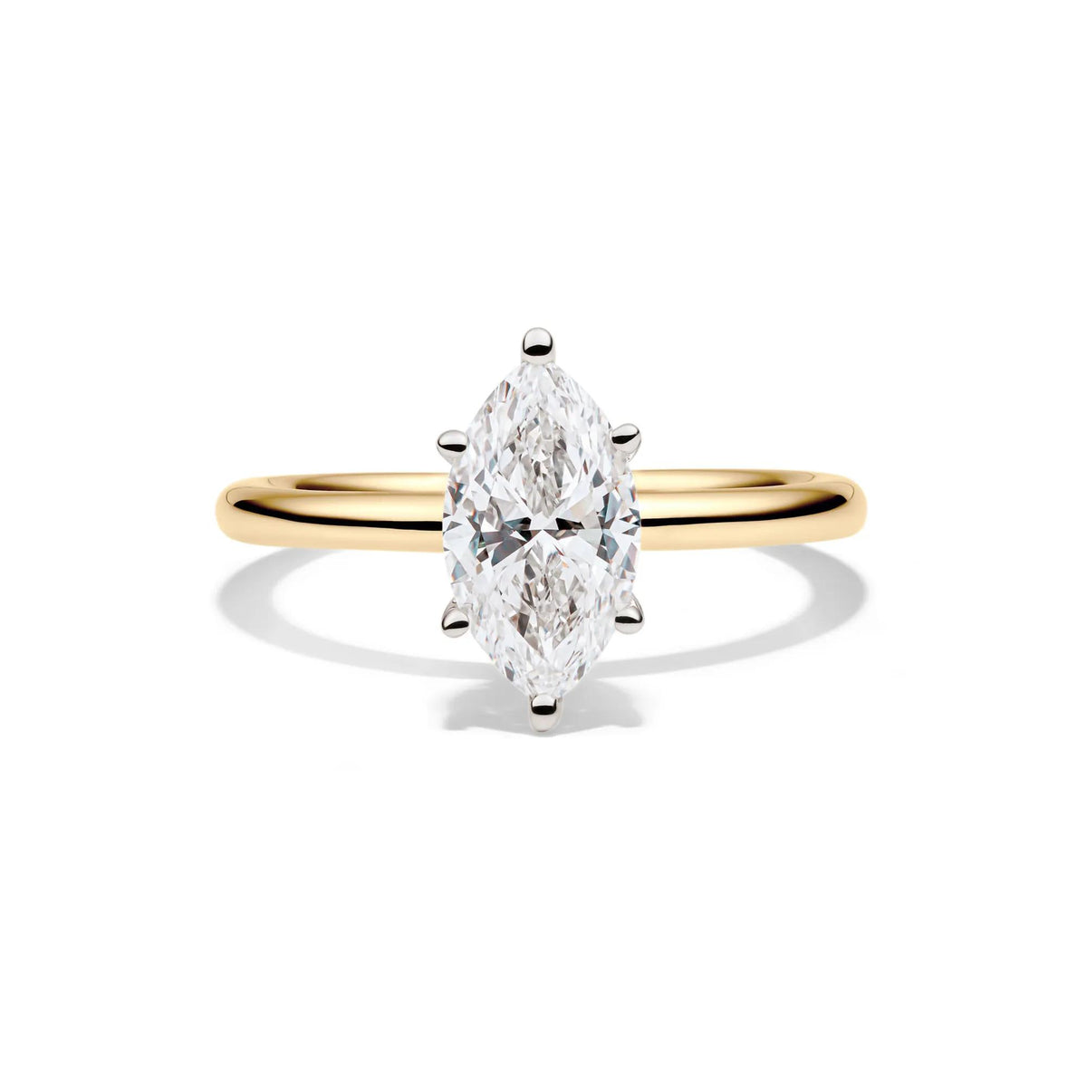 Lab Grown Diamond Solitaire Marquise Engagement Ring 14K Yellow Gold (1/2 CT.) Size 7.5 2mm