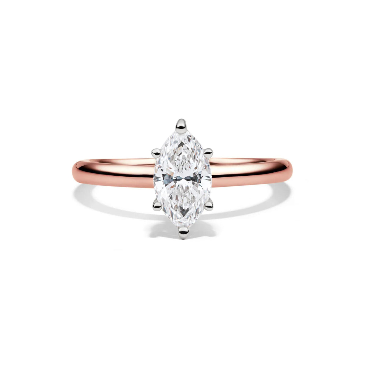 Lab Grown Diamond Solitaire Marquise Engagement Ring 14K Rose Gold (1 CT.) Size 10 2mm