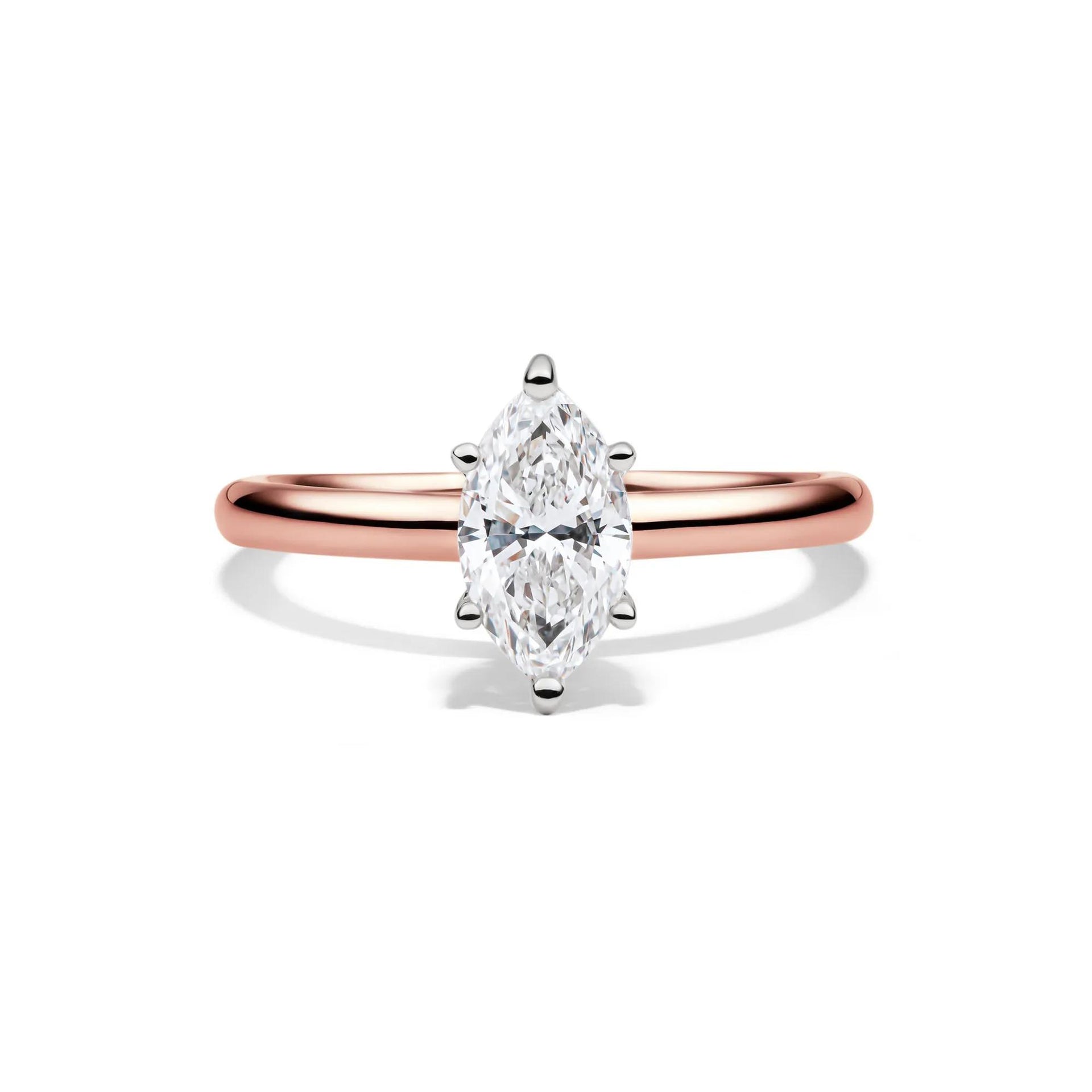 Lab Grown Diamond Solitaire Marquise Engagement Ring 14K Rose Gold (1 CT.) Size 9.5 2mm