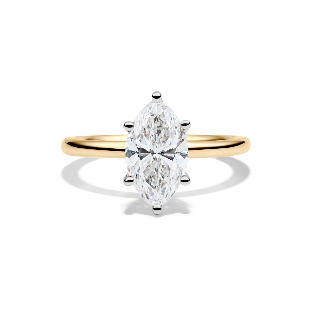 Lab Grown Diamond Solitaire Marquise Engagement Ring 14K Yellow Gold (2 CT.) Size 5 2mm