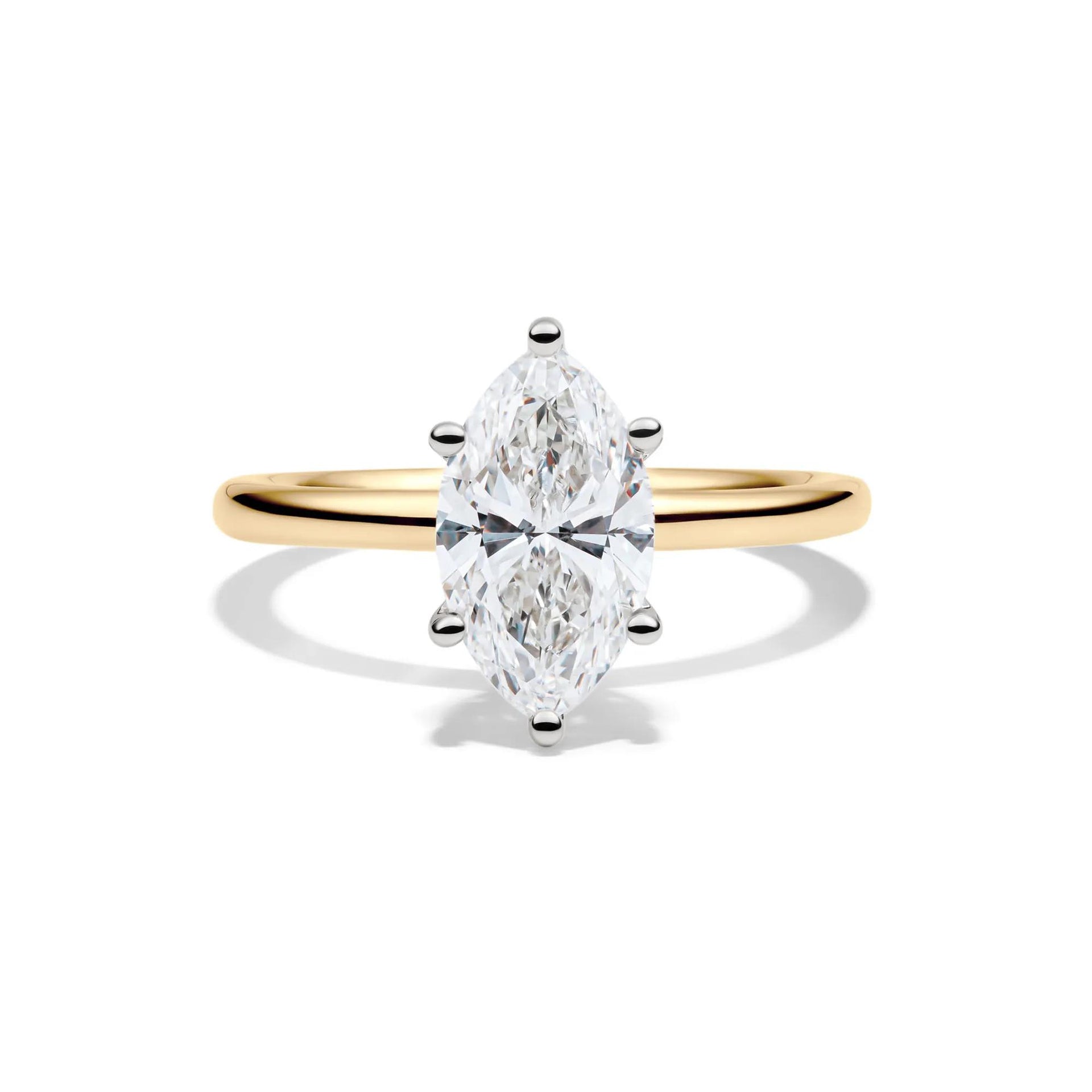 Lab Grown Diamond Solitaire Marquise Engagement Ring 14K Yellow Gold (2 CT.) Size 5.5 2mm