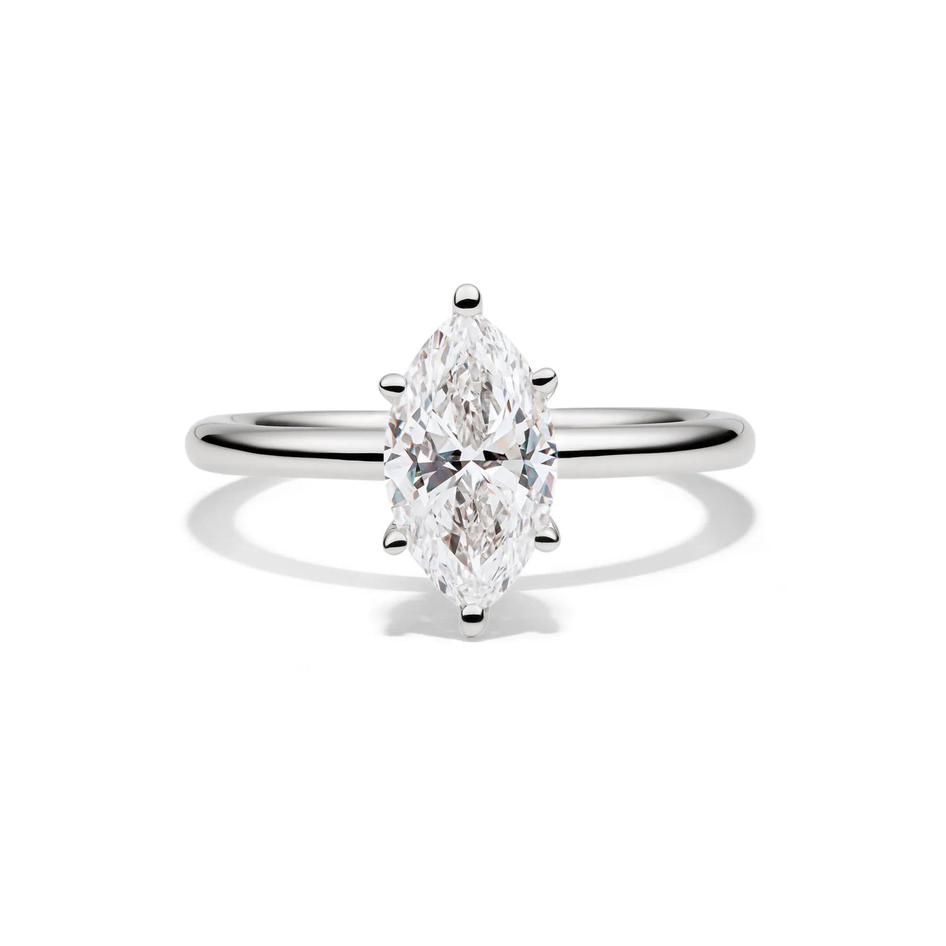 Lab Grown Diamond Solitaire Marquise Engagement Ring Platinum (1/2 CT.) White Size 4 2mm
