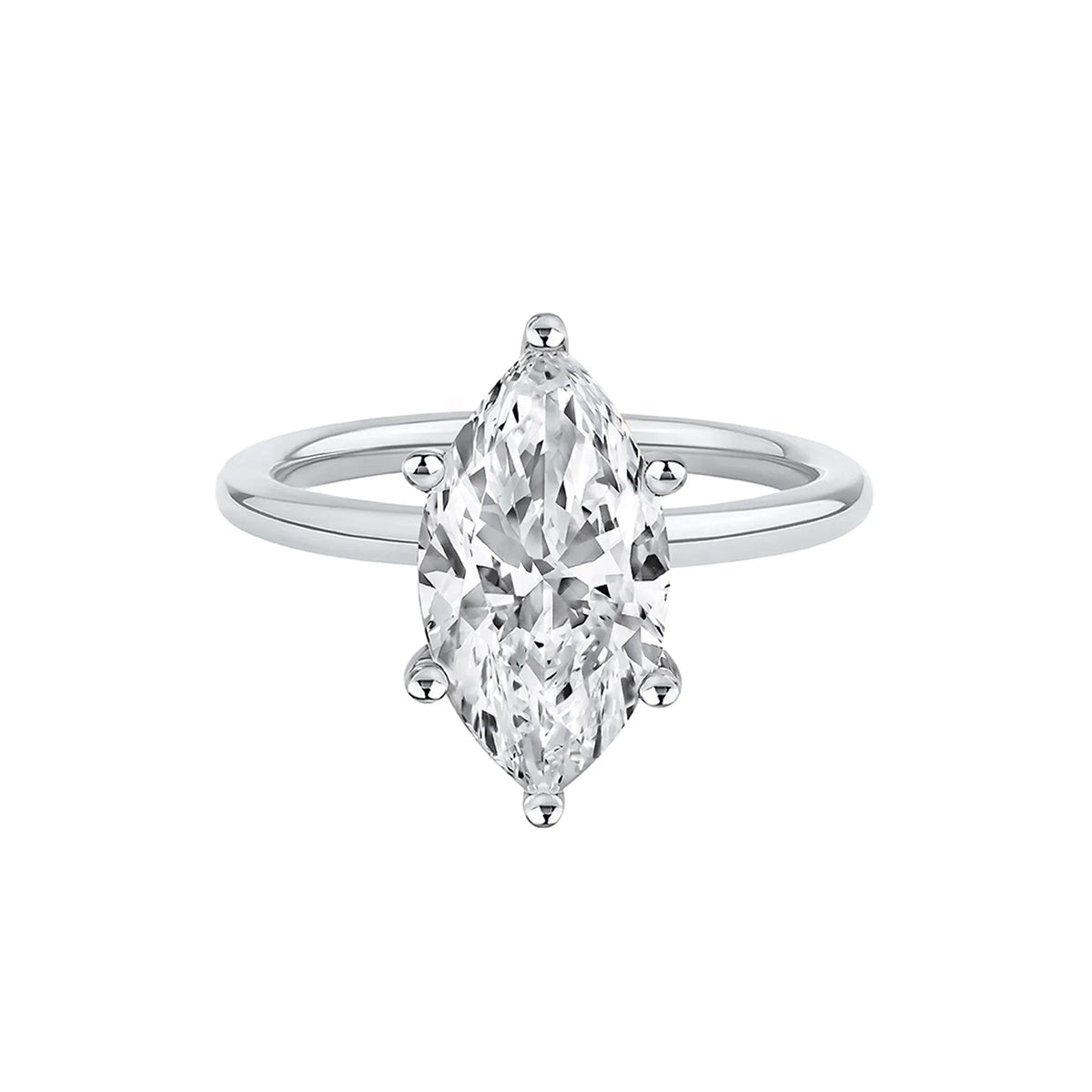 Lab Grown Diamond Solitaire Marquise Engagement Ring 14K White Gold (3 CT.) Size 9.5 2mm