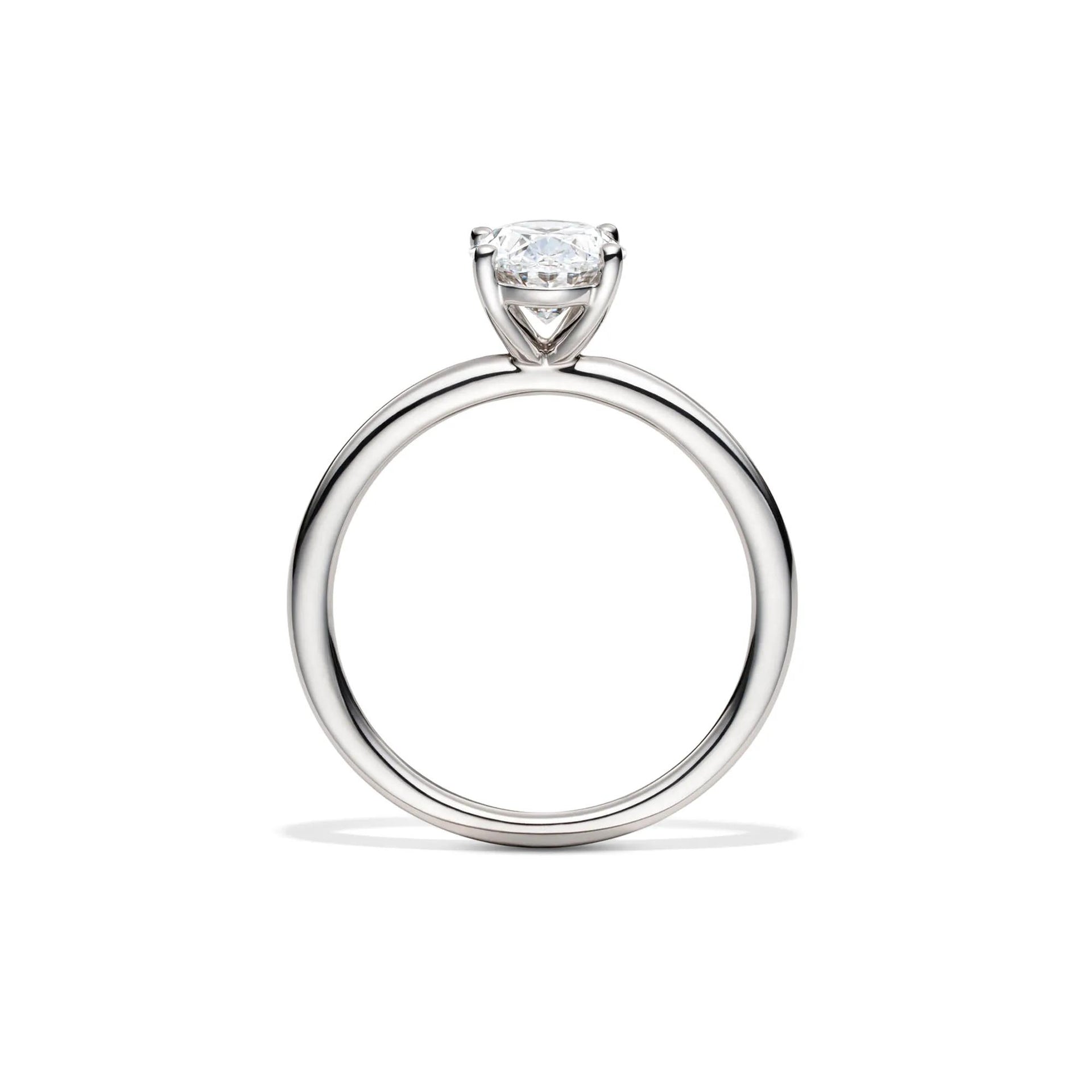 Lab Grown Diamond Solitaire Oval Engagement Ring 14K White Gold (1/2 CT.) Size 5.5 2mm