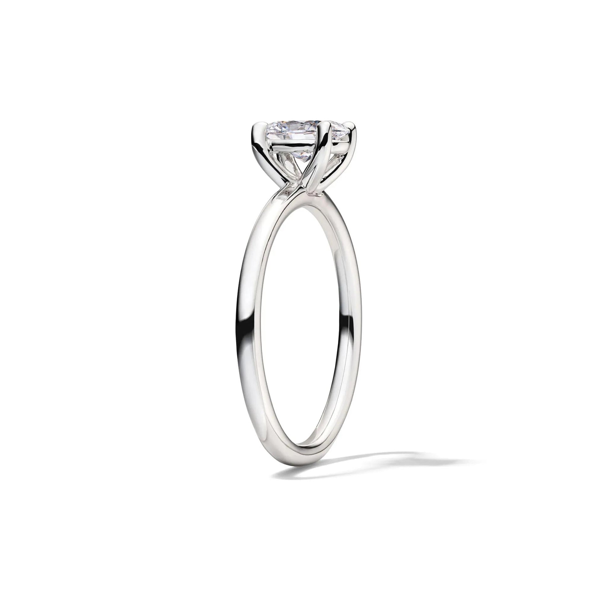 Lab Grown Diamond Solitaire Oval Engagement Ring 14K White Gold (1/2 CT.) Size 5.5 2mm
