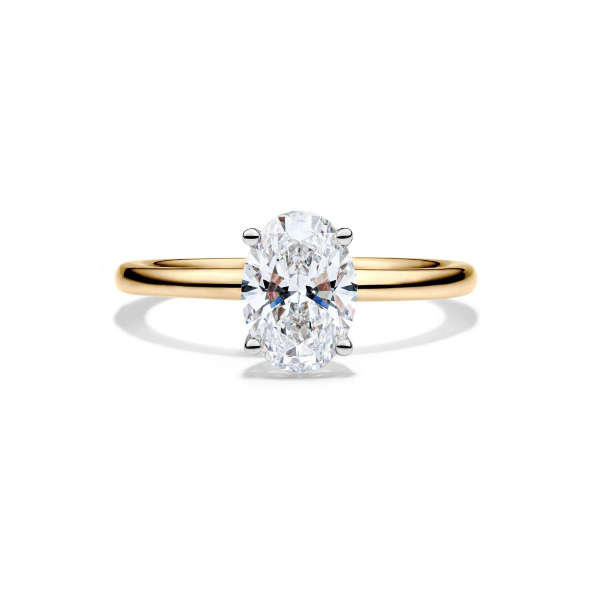 Lab Grown Diamond Solitaire Oval Engagement Ring 14K Yellow Gold (1/2 CT.) Size 9.5 2mm