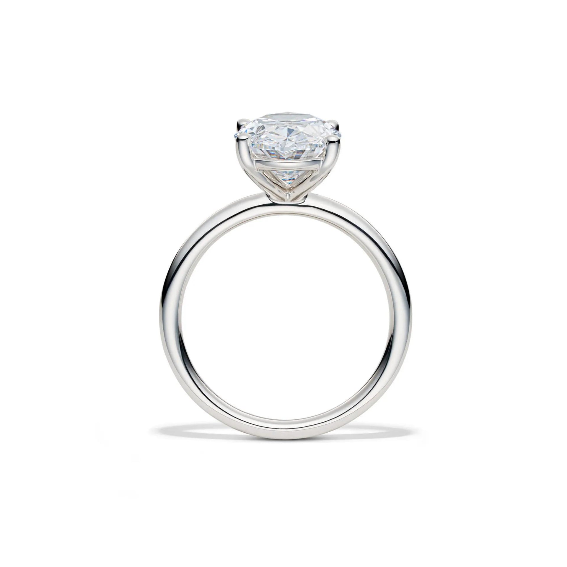 Lab Grown Diamond Oval Solitaire Engagement Ring 14K White Gold (4 CT.) Size 4.5 2mm