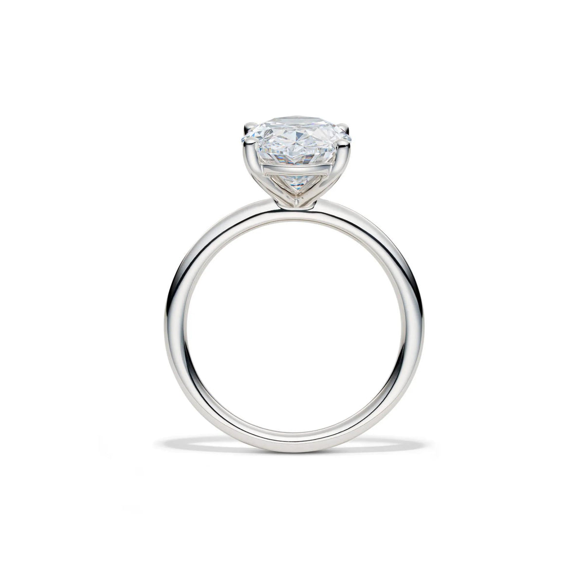 Lab Grown Diamond Oval Solitaire Engagement Ring 14K White Gold (4 CT.) Size 8.5 2mm