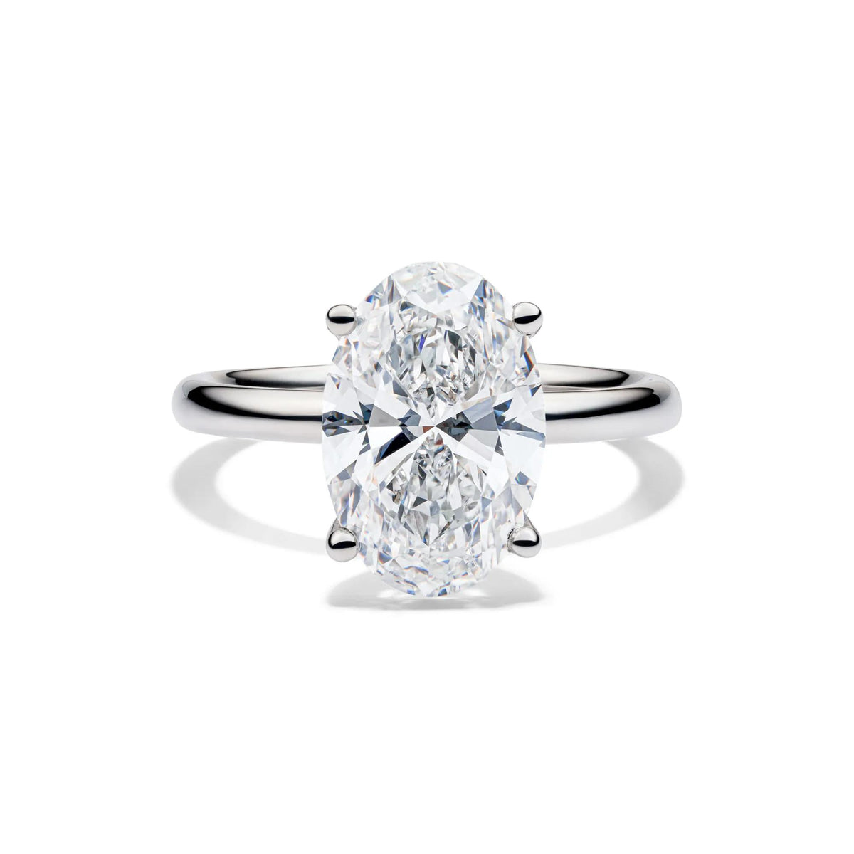 Lab Grown Diamond Oval Solitaire Engagement Ring 14K White Gold (4 CT.) Size 8.5 2mm