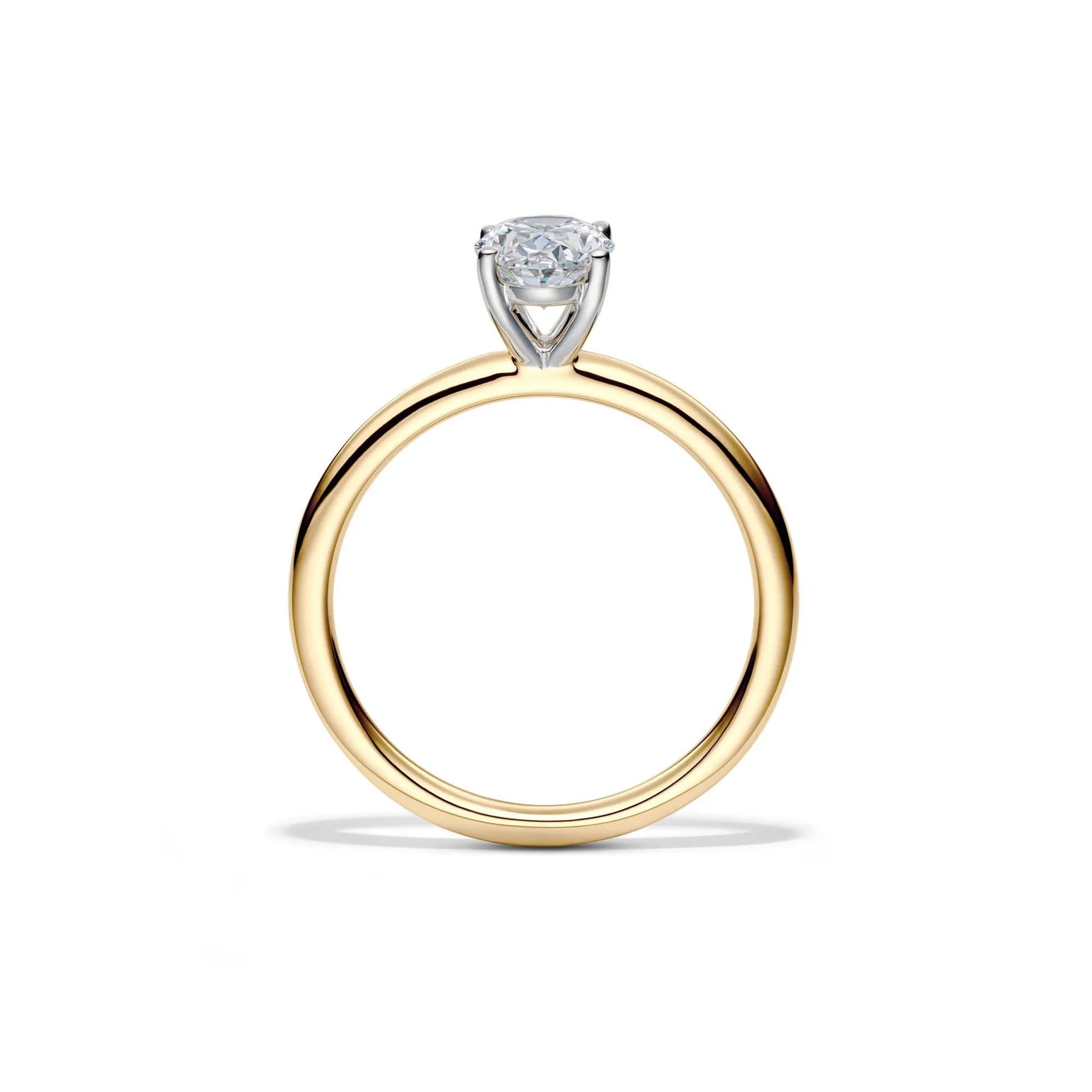 Lab Grown Diamond Solitaire Oval Engagement Ring 14K Yellow Gold (1 CT.) Size 4 2mm