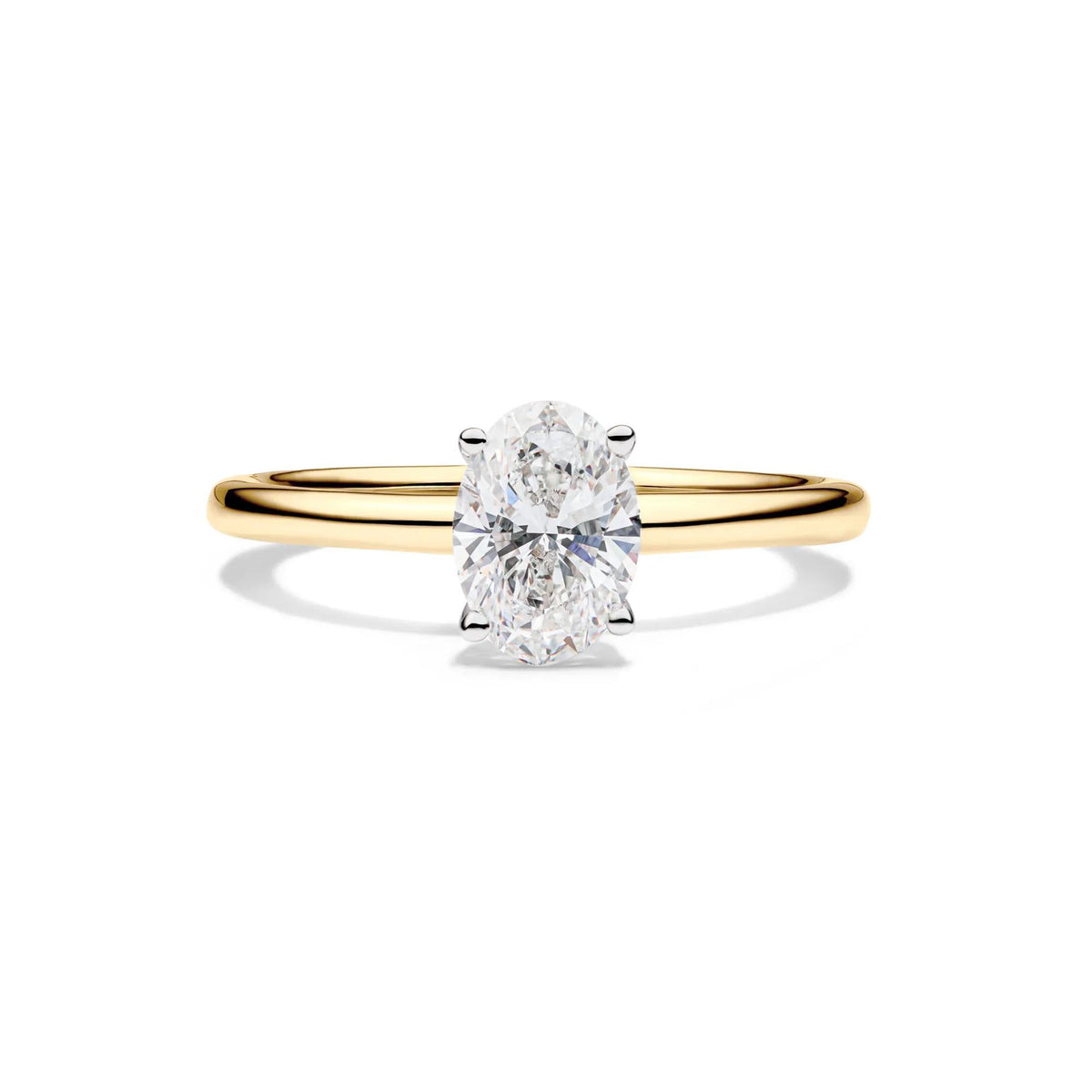 Lab Grown Diamond Solitaire Oval Engagement Ring 14K Yellow Gold (1 CT.) Size 10.5 2mm