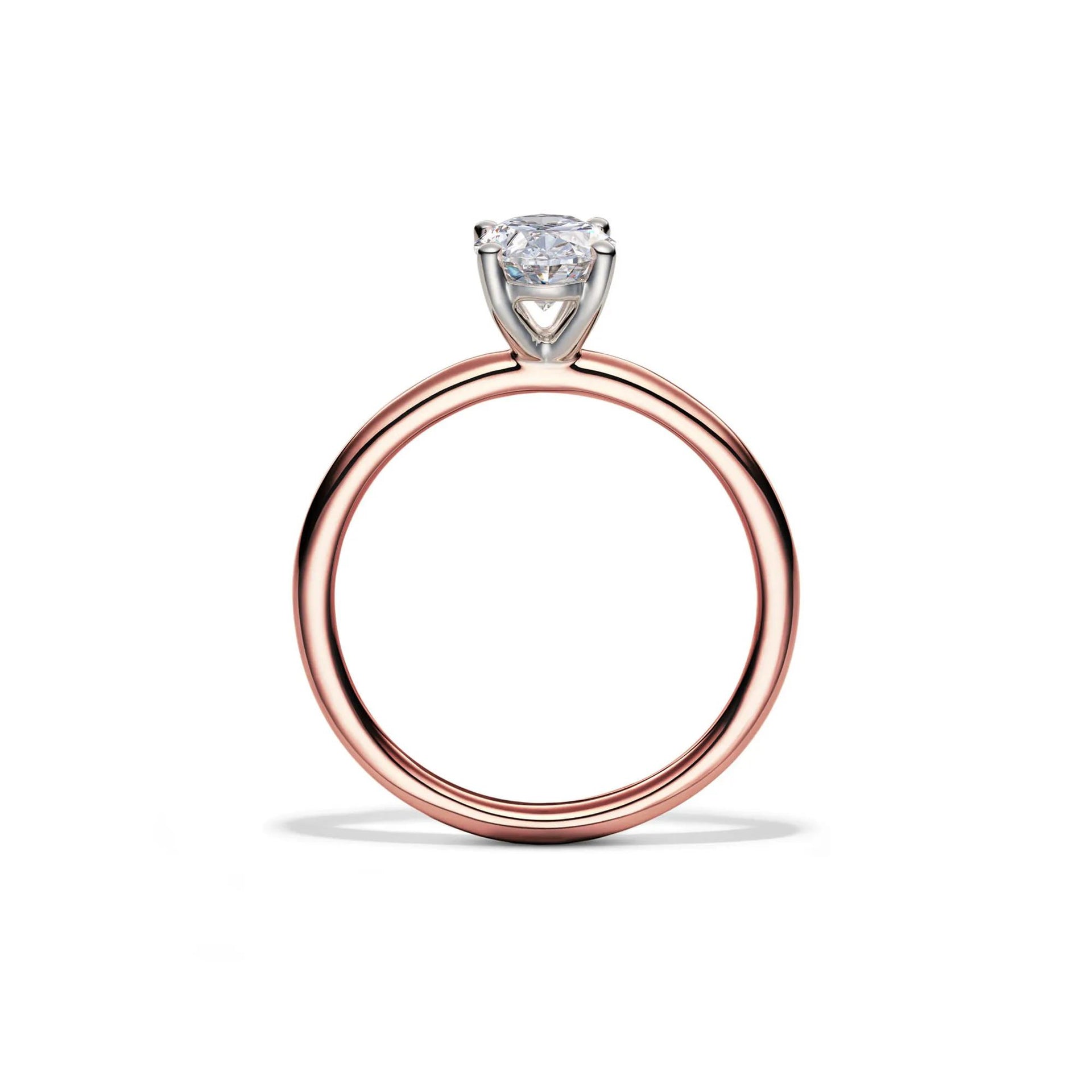 Lab Grown Diamond Solitaire Oval Engagement Ring 14K Rose Gold (1 CT.) Size 10 2mm
