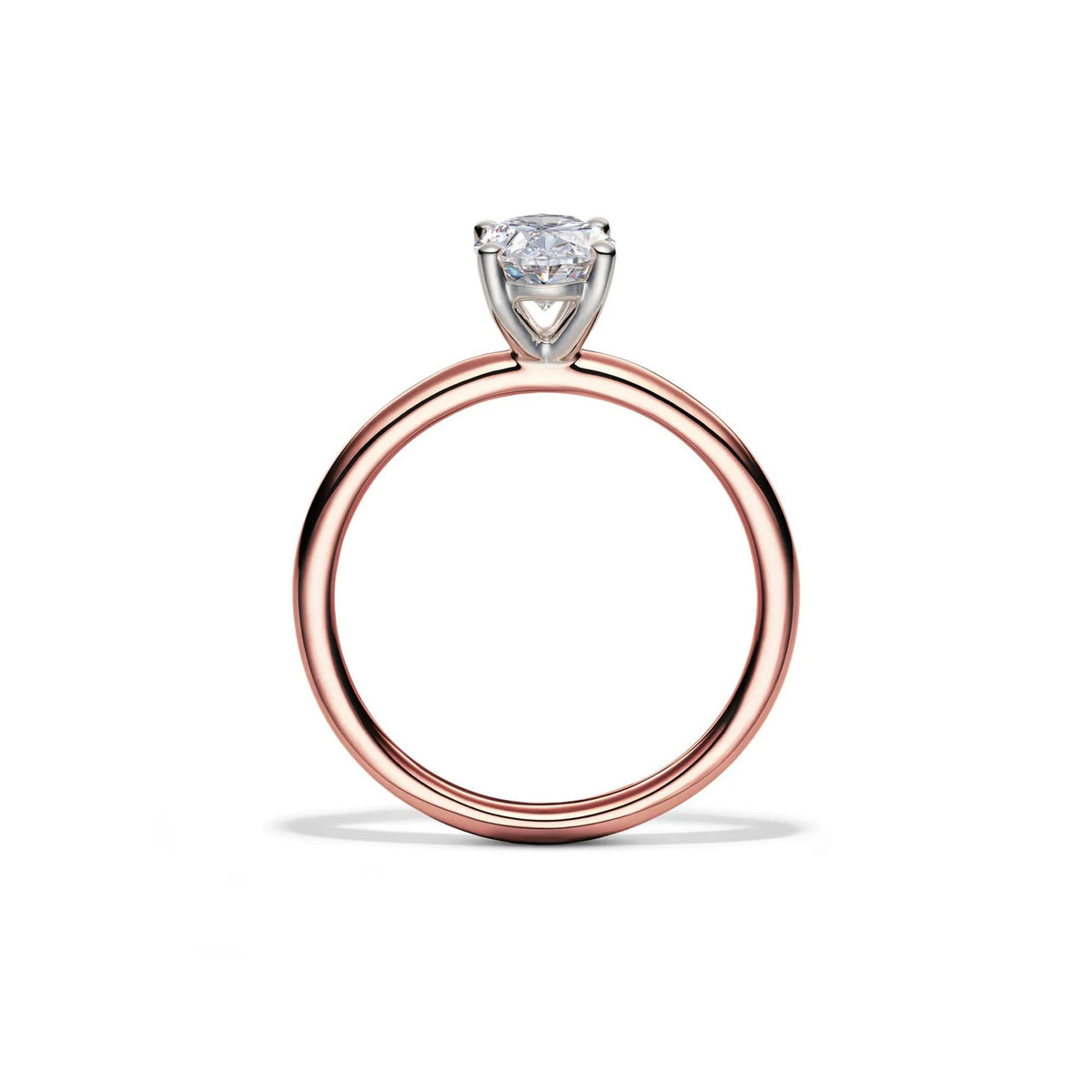 Lab Grown Diamond Solitaire Oval Engagement Ring 14K Rose Gold (1 CT.) Size 7 2mm