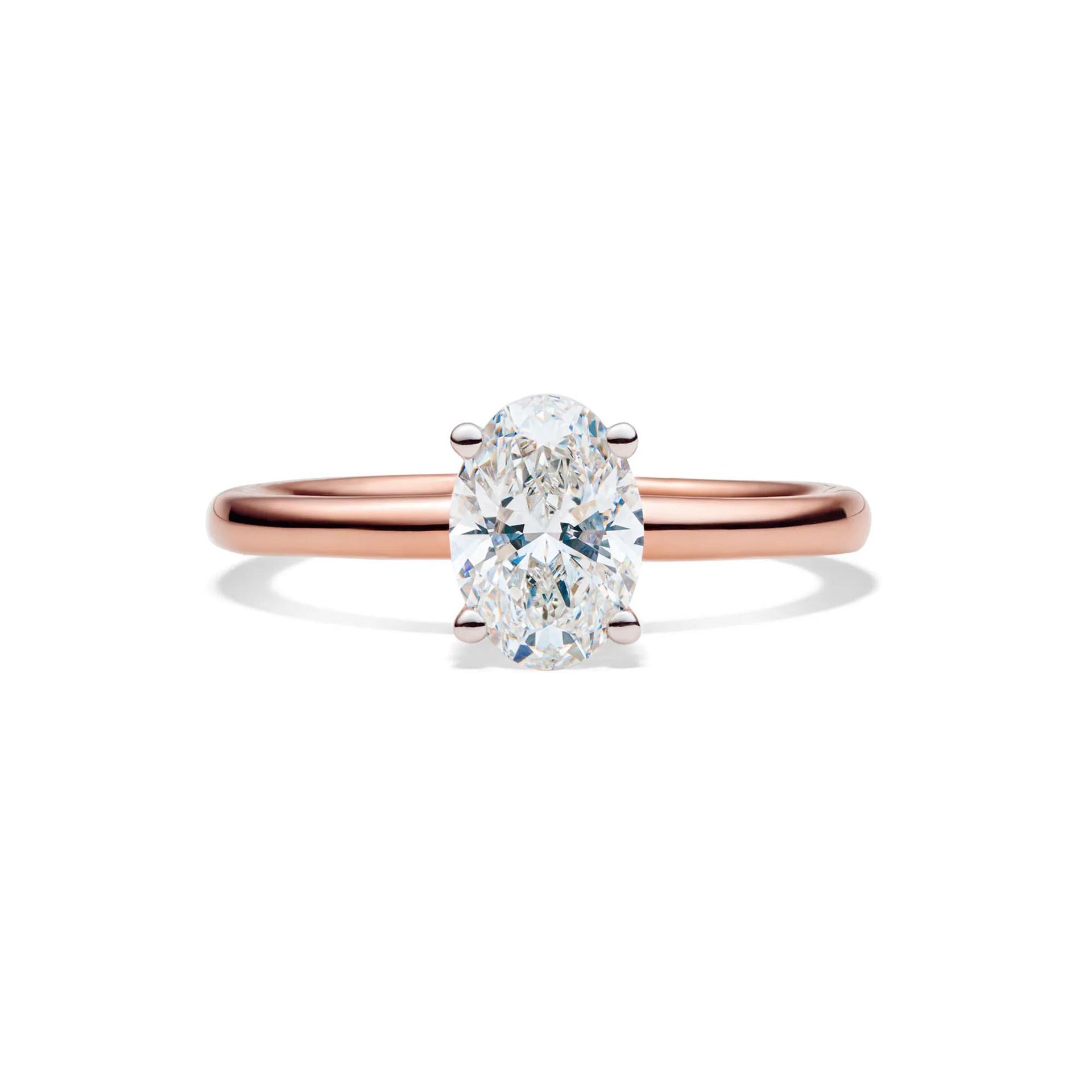 Lab Grown Diamond Solitaire Oval Engagement Ring 14K Rose Gold (1 CT.) Size 10 2mm