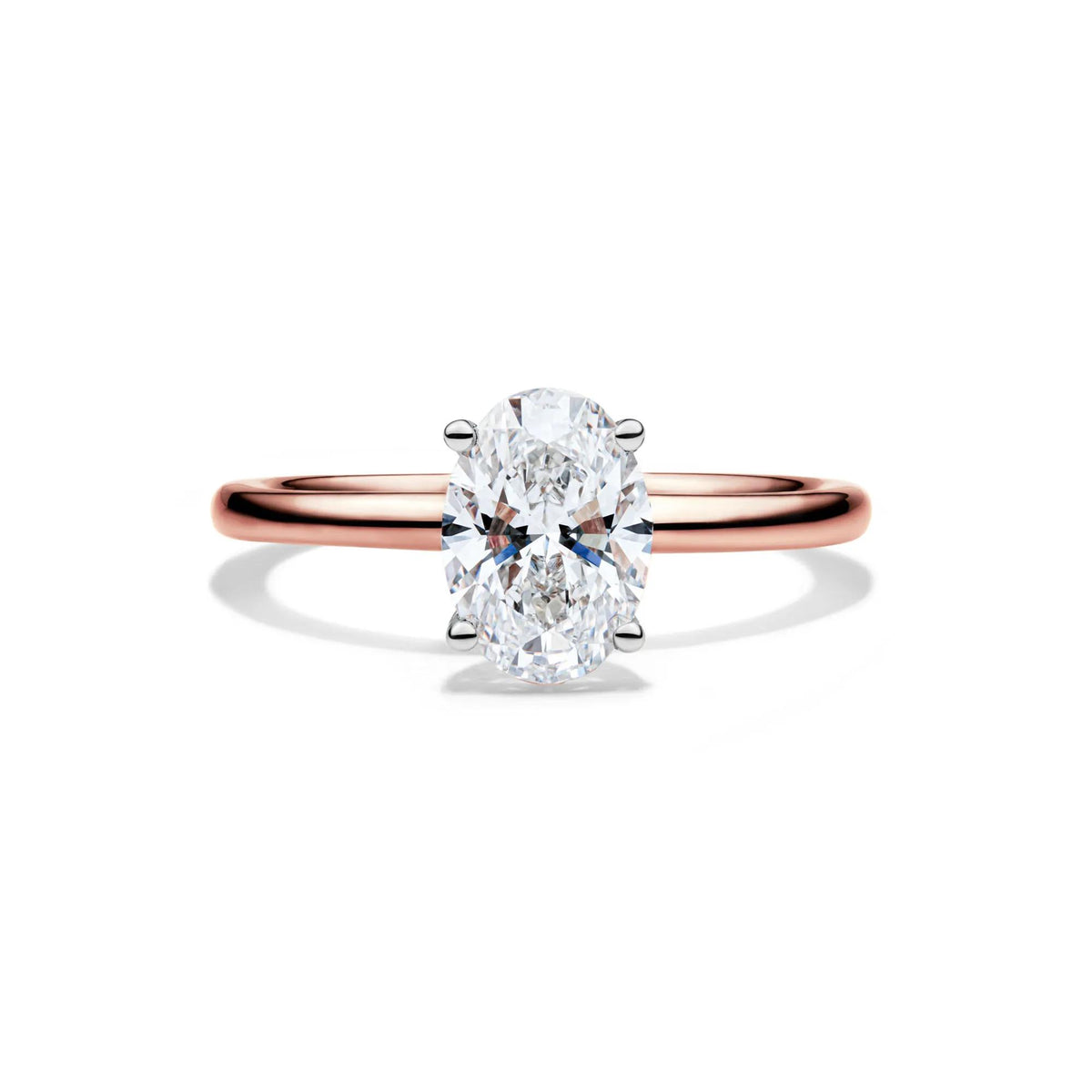 Lab Grown Diamond Solitaire Oval Engagement Ring 14K Rose Gold (1/2 CT.) Size 5.5 2mm