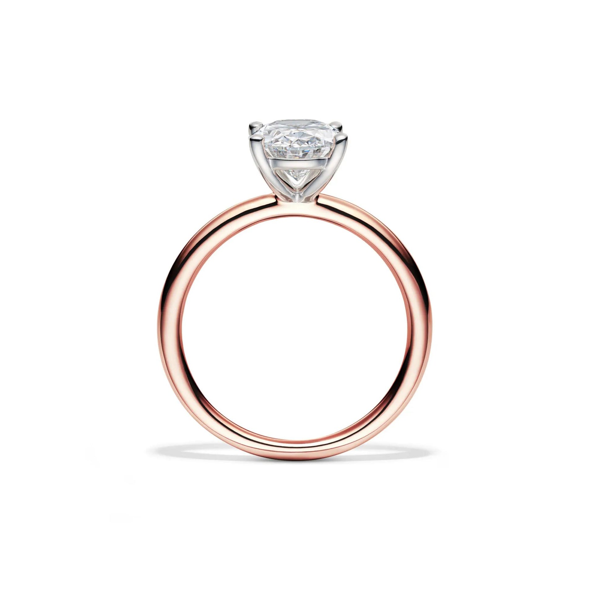 Lab Grown Diamond Solitaire Oval Engagement Ring 14K Rose Gold (2 CT.) Size 6 2mm