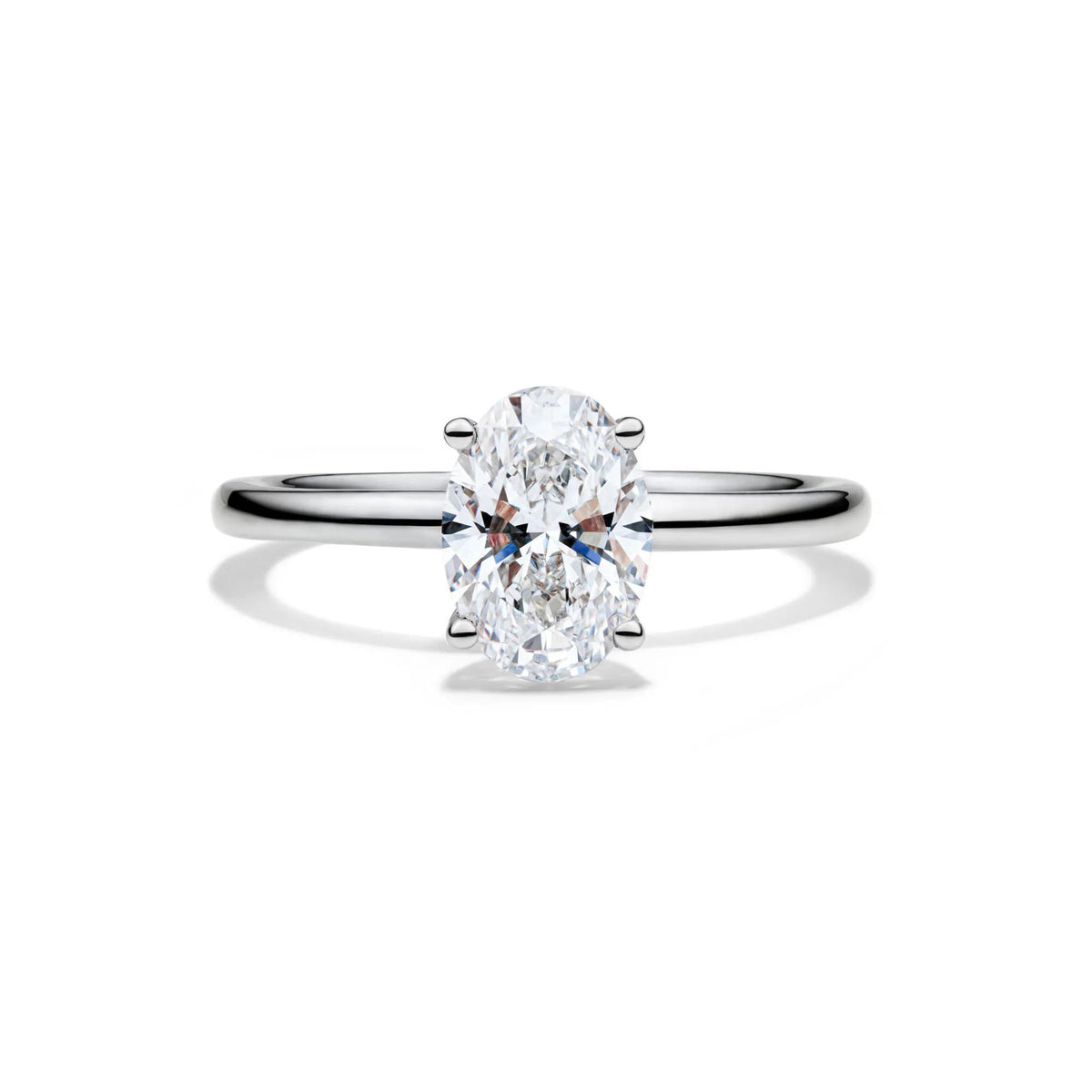 Lab Grown Diamond Oval Solitaire Engagement Ring Platinum (1/2 CT.) White Size 7.5 2mm