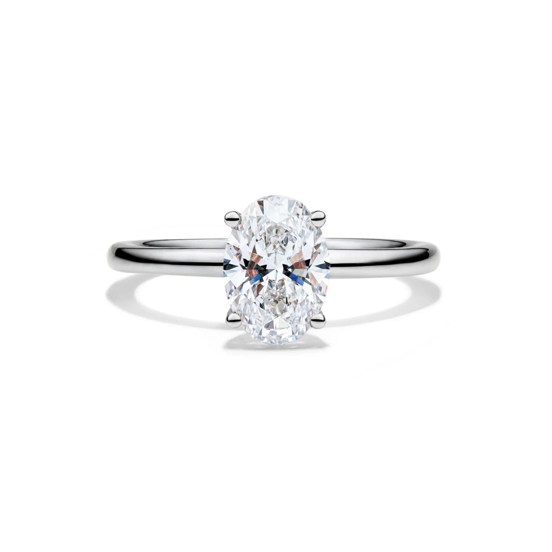 Lab Grown Diamond Oval Solitaire Engagement Ring Platinum (1/2 CT.) White Size 4 2mm