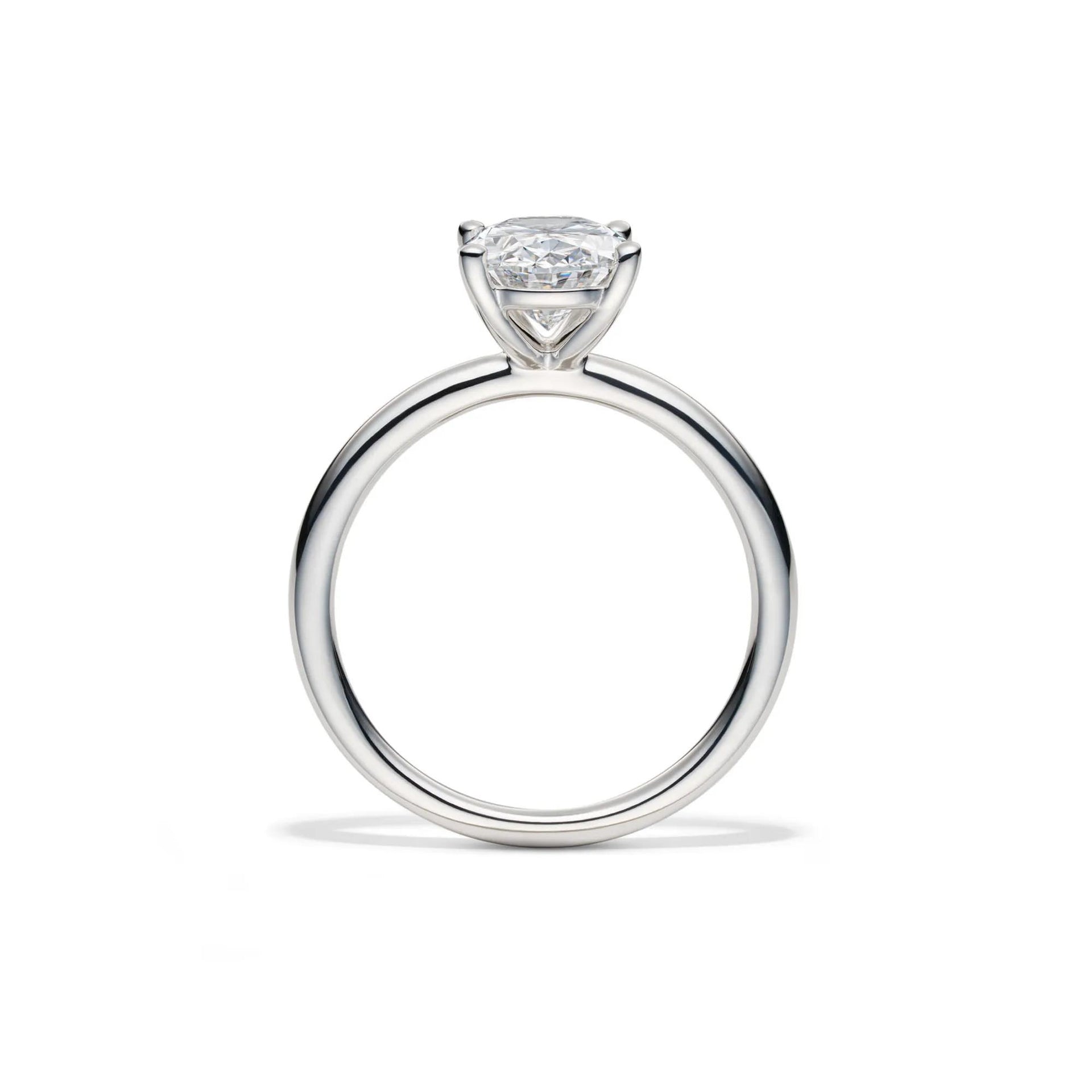 Lab Grown Diamond Oval Solitaire Engagement Ring Platinum (2 CT.) White Size 7.5 2mm