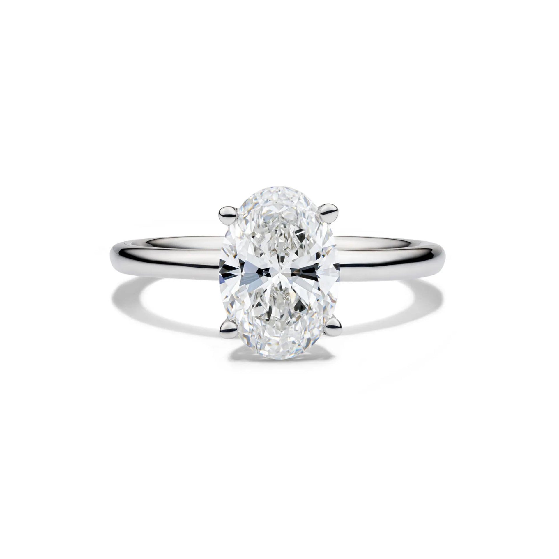 Lab Grown Diamond Oval Solitaire Engagement Ring Platinum (2 CT.) White Size 7.5 2mm