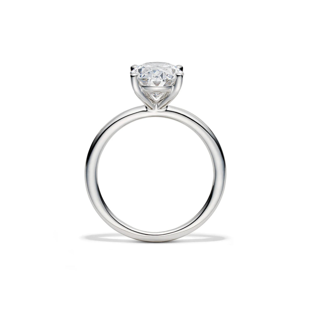 Lab Grown Diamond Oval Solitaire Engagement Ring Platinum (3 CT.) White Size 7.5 2mm