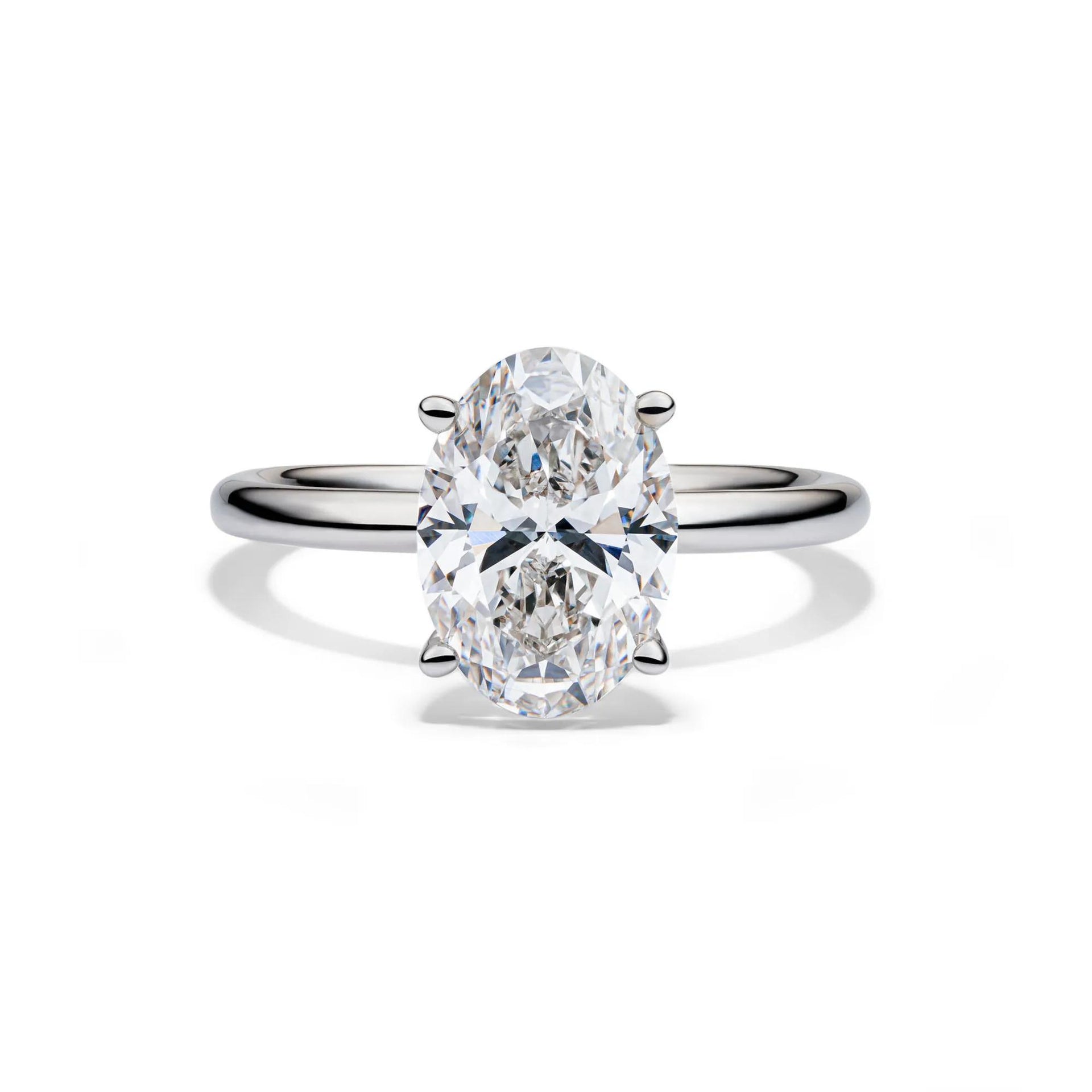 Lab Grown Diamond Oval Solitaire Engagement Ring Platinum (3 CT.) White Size 9 2mm