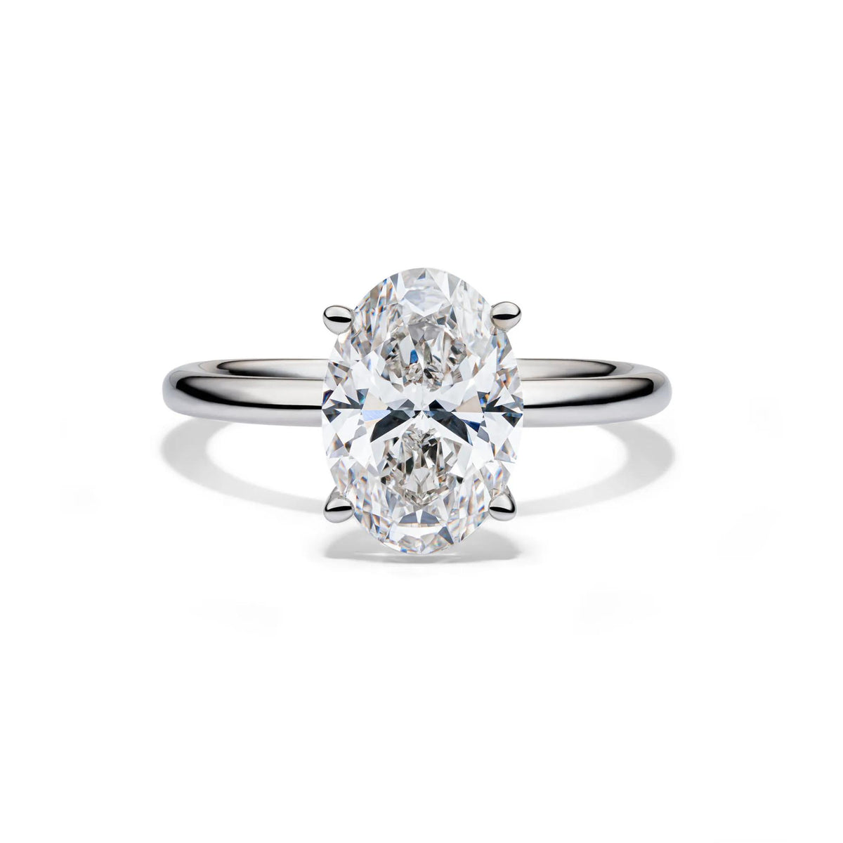 Lab Grown Diamond Oval Solitaire Engagement Ring Platinum (3 CT.) White Size 7.5 2mm