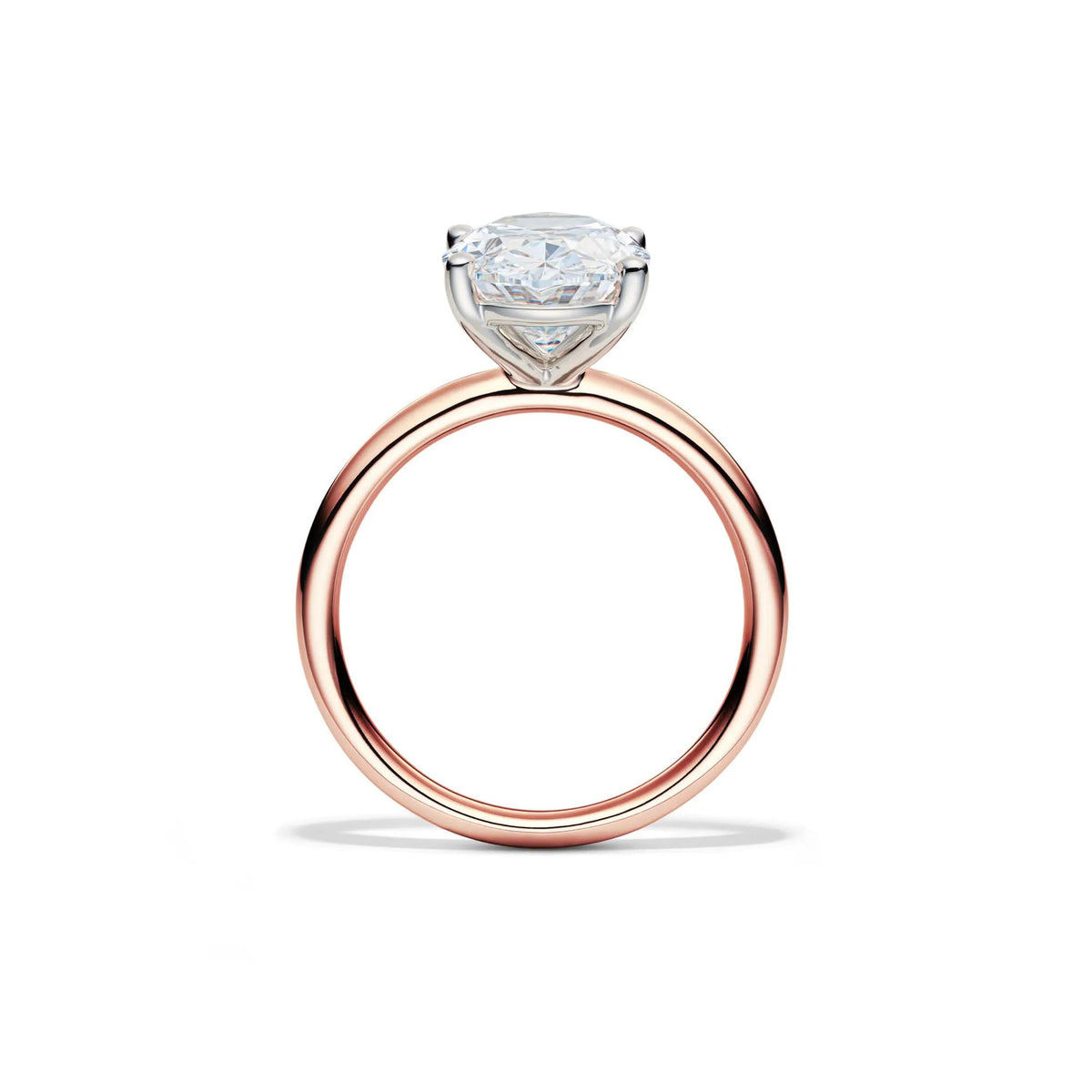 Lab Grown Diamond Oval Solitaire Engagement Ring 14K Rose Gold (4 CT.) Size 6 2mm
